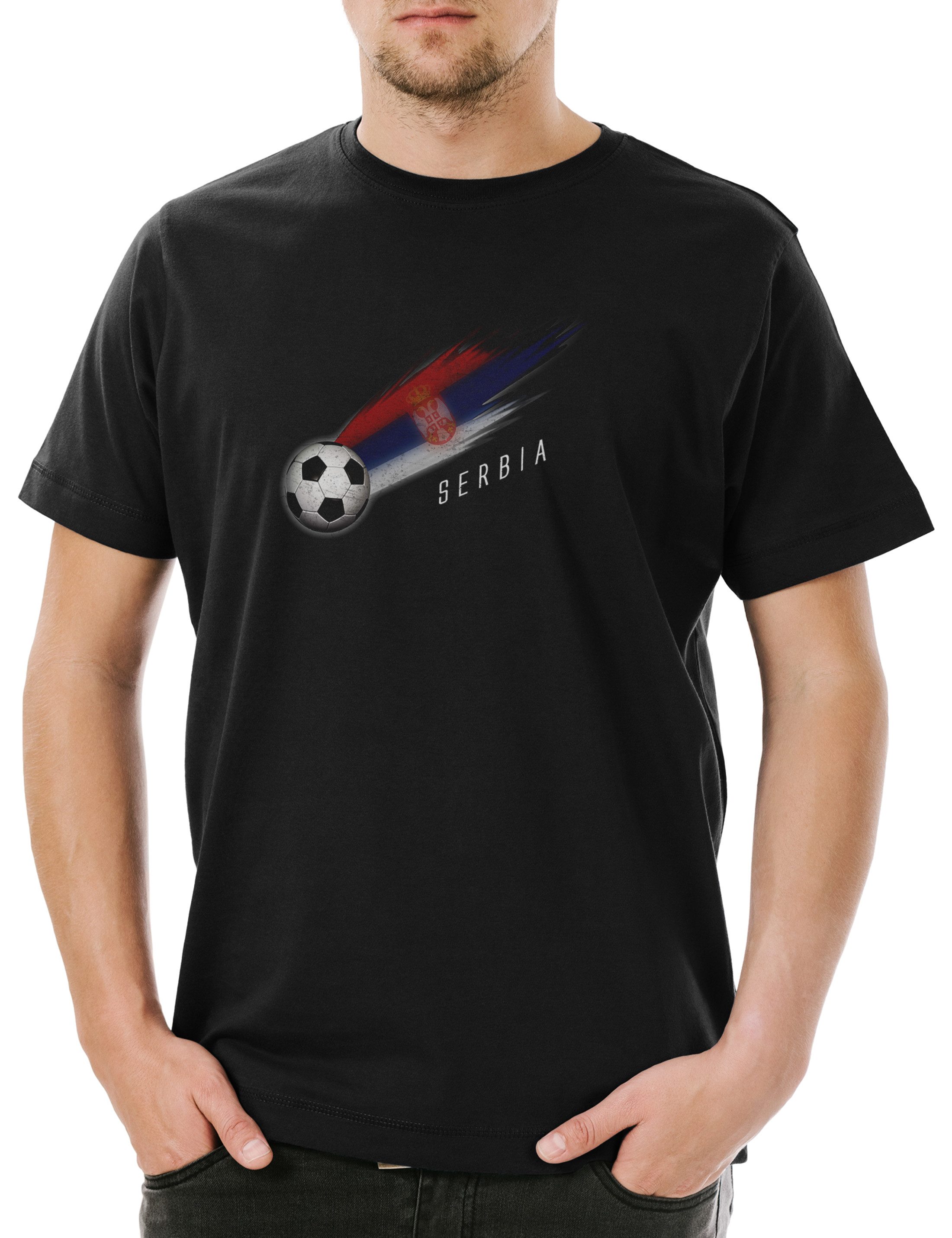 Print-Shirt Serbia Football Comet I Herren T-Shirt Serbien Serbisch Serbische
