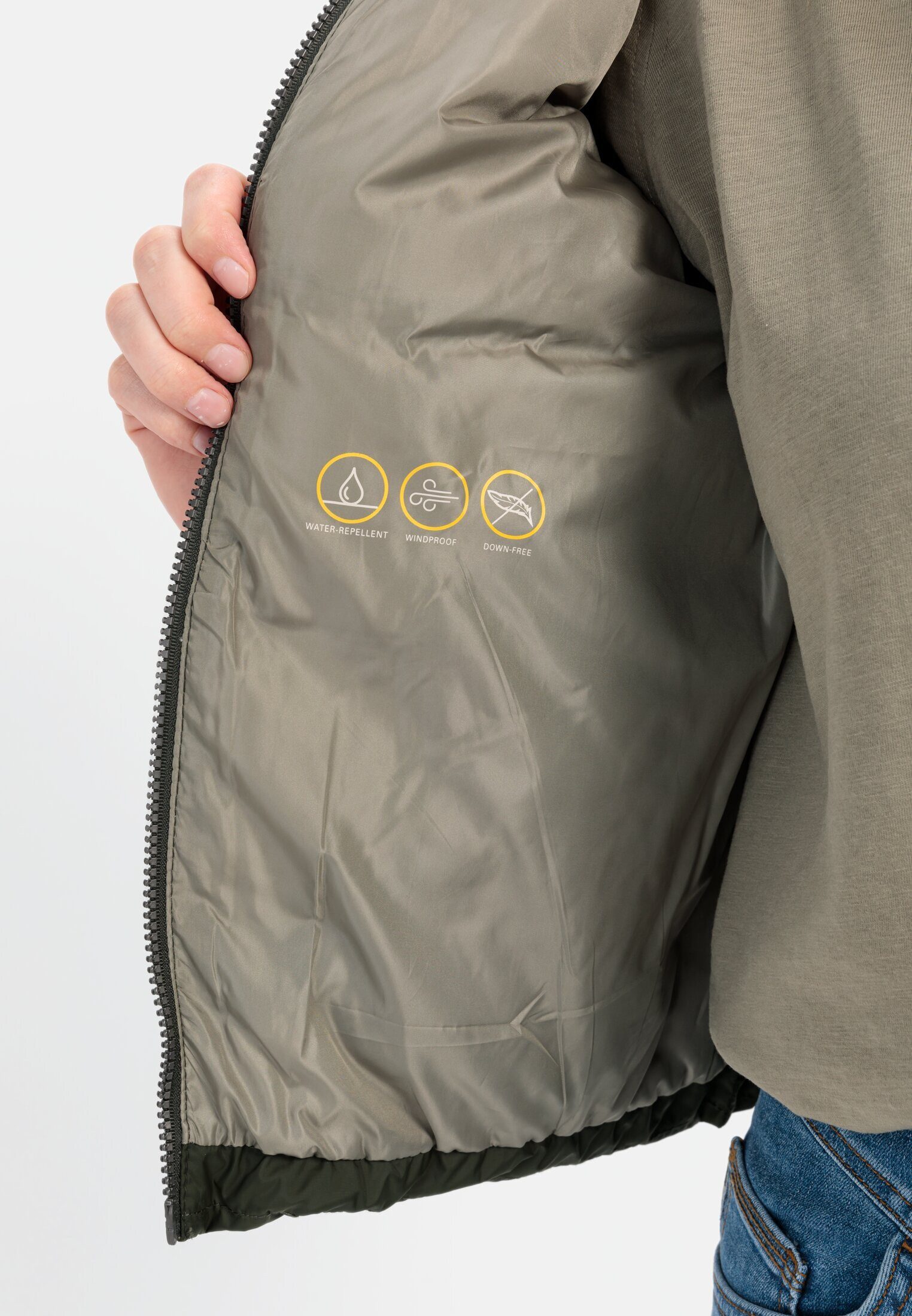 camel active Steppweste aus recyceltem Polyester ärmellos Stehkragen mit Stehkragen