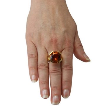 SKIELKA DESIGNSCHMUCK Goldring Citrin Ring 20,5 ct. (Gelbgold 585), hochwertige Goldschmiedearbeit aus Deutschland