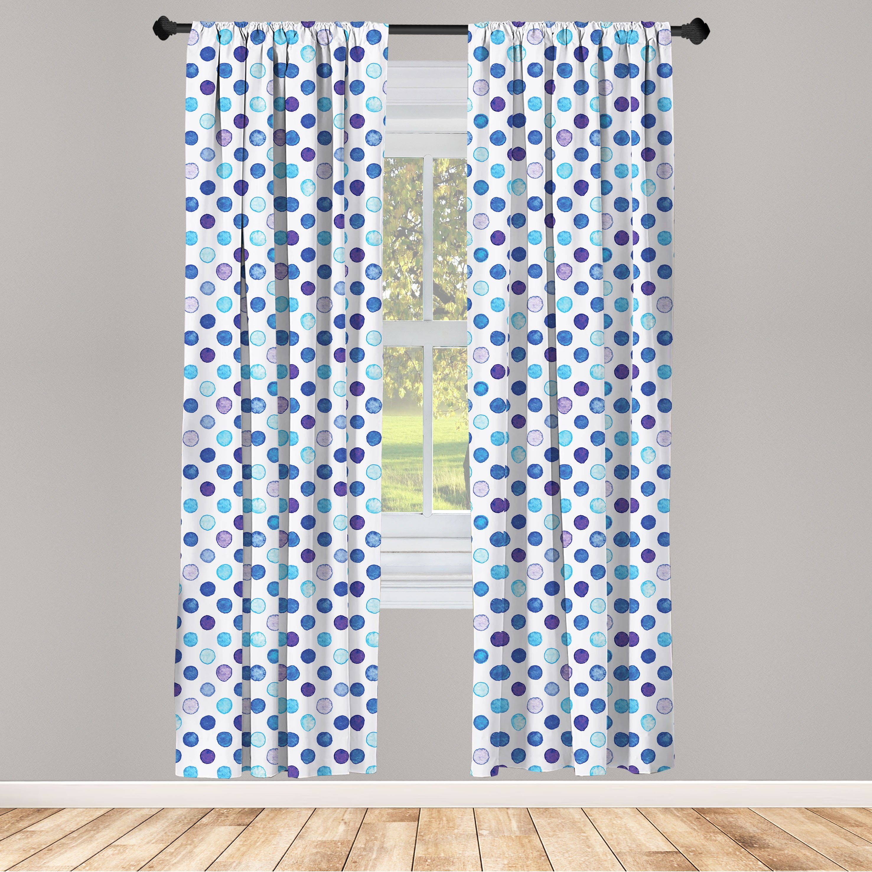 Gardine Vorhang für Wohnzimmer Schlafzimmer Dekor, Abakuhaus, Microfaser, Aquarell Blaue Töne Weiche Funky