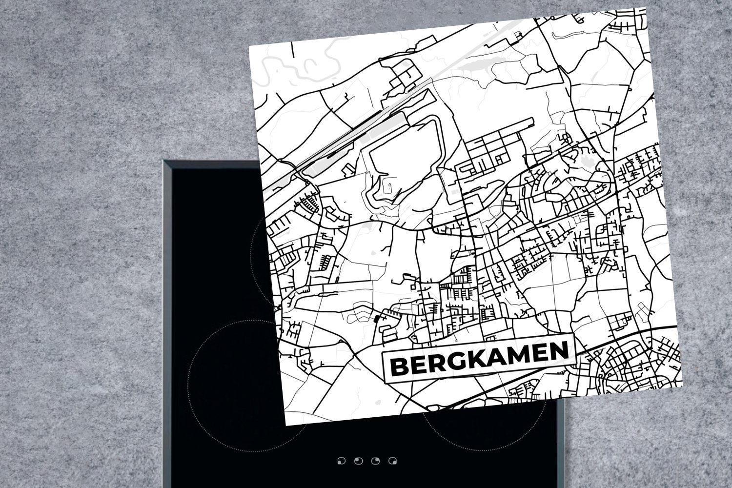 tlg), MuchoWow Herdblende-/Abdeckplatte - Ceranfeldabdeckung, Vinyl, Stadtplan, Karte 78x78 Mountain - (1 Arbeitsplatte für cm, küche Champlain