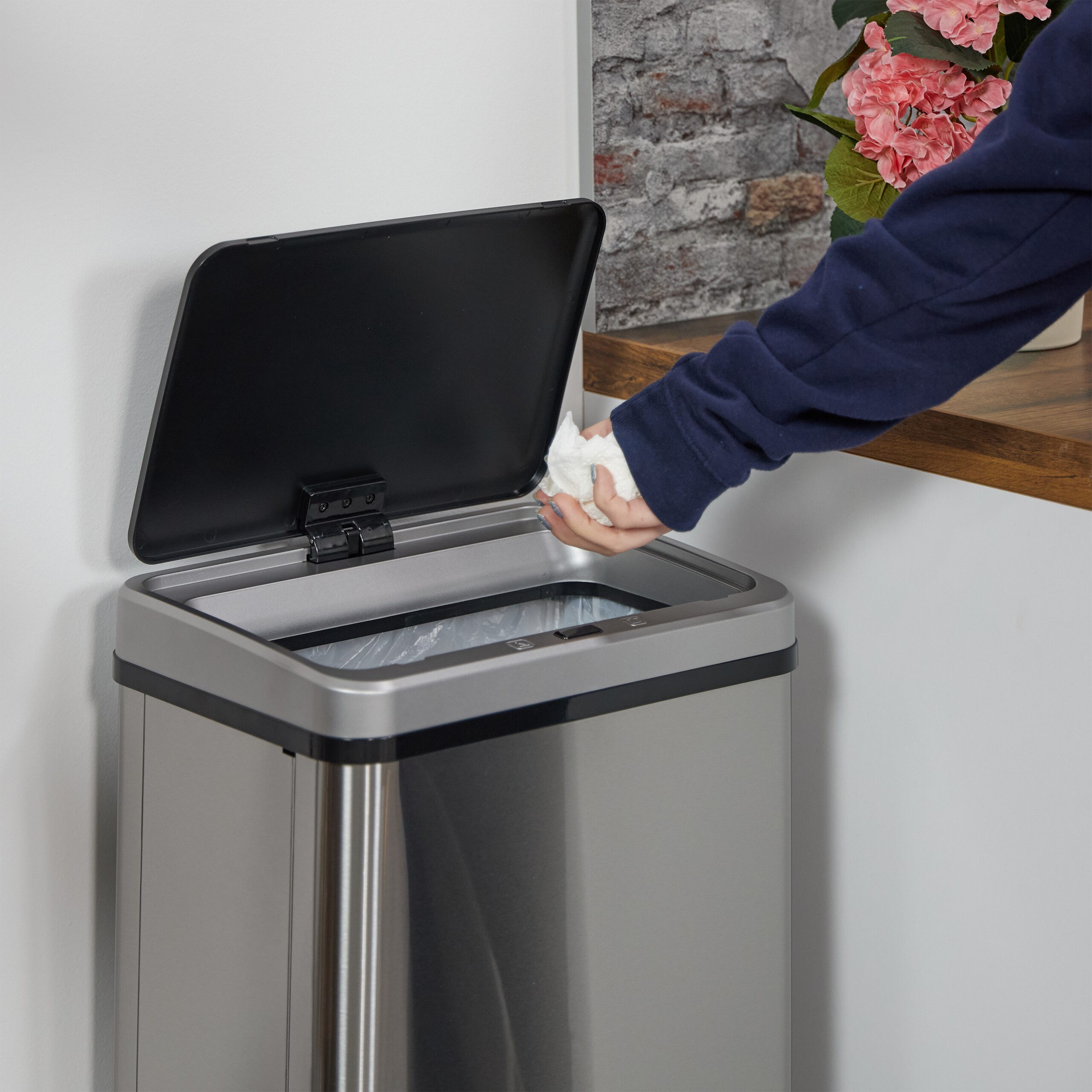 relaxdays Mülleimer Edelstahl Mülleimer mit Sensor, 40 L