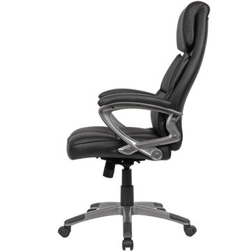 Amstyle Chefsessel SPM1.424 (Schreibtischstuhl Kunstleder Schwarz bis 120 kg), Drehstuhl Büro Modern, Bürosessel mit Armlehnen
