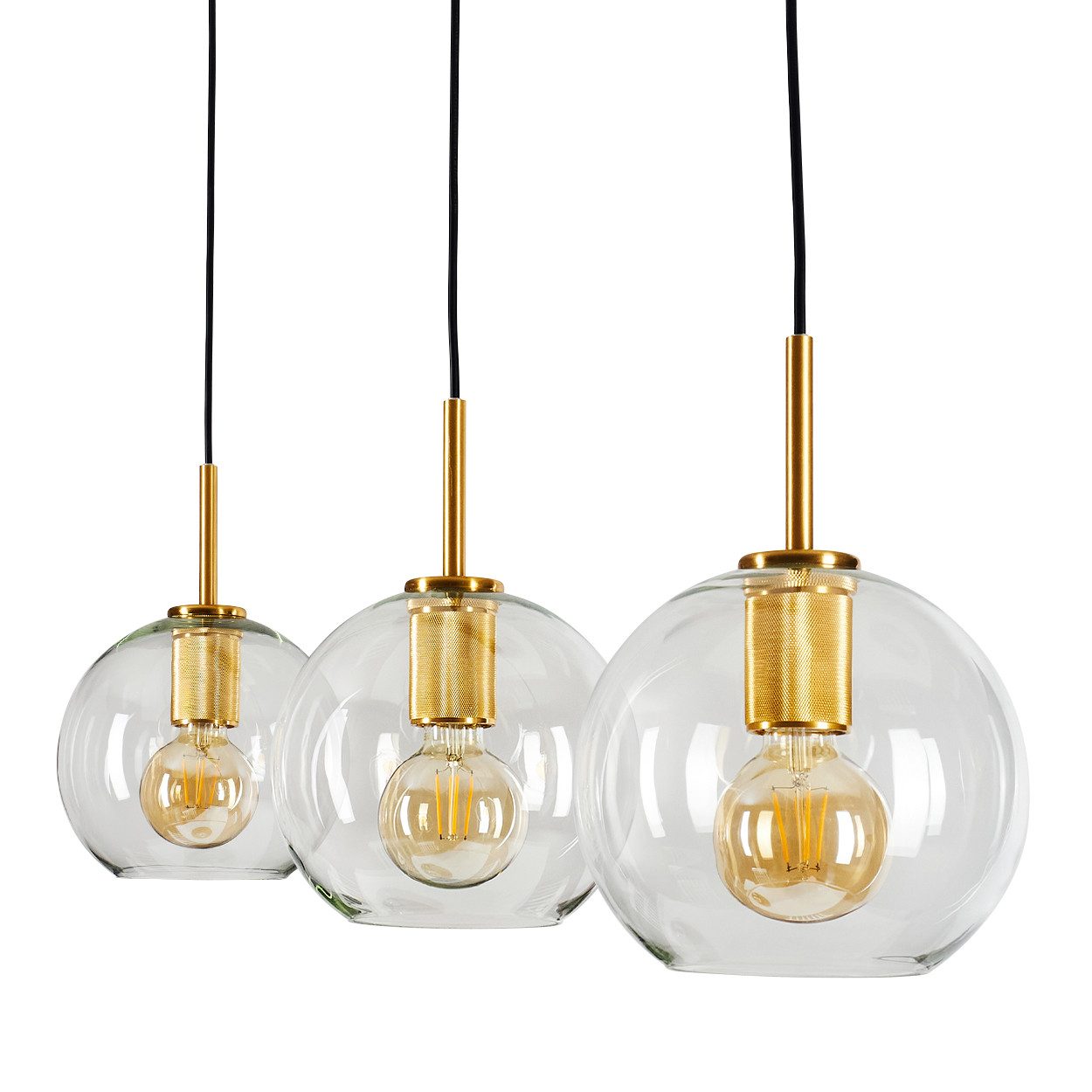 hofstein Pendelleuchte »Radda« Retro Pendellampe, Metall, Gold, klaren Glas günstig online kaufen