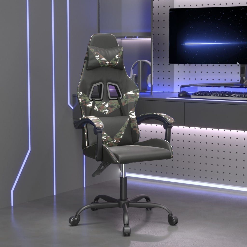 vidaXL Gaming-Stuhl Gaming-Stuhl Drehbar Schwarz und Tarnfarben Kunstleder (1 St)