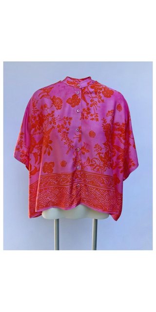Emily Van Den Bergh Hemdbluse Bluse EMILY VAN DEN BERGH pink orange border günstig online kaufen