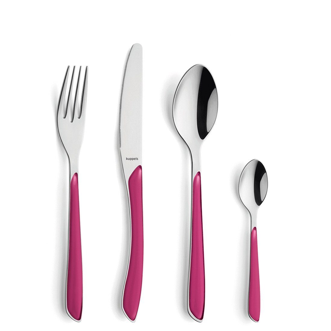 Kuppels Besteck-Set PRISMA (24-tlg), 6 Personen, Edelstahl 18/0, Kunststoff, Griff Kunststoff, himbeerrot matt