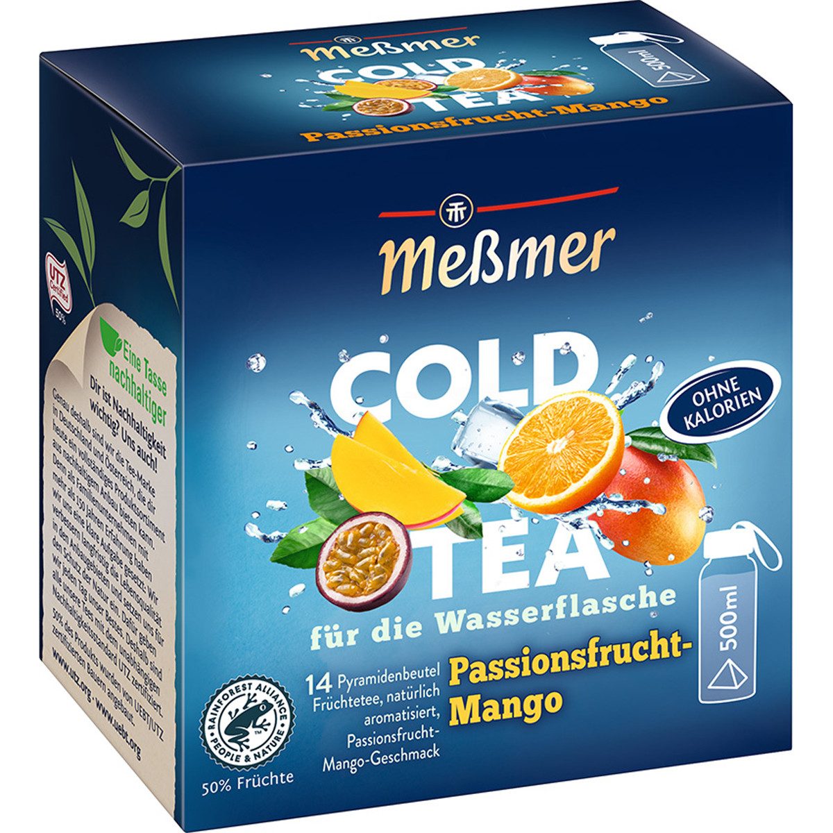 Meßmer Tee, Meßmer Cold Tea fruchtig süße Passionsfrucht Mango 14 Teebeutel 38g