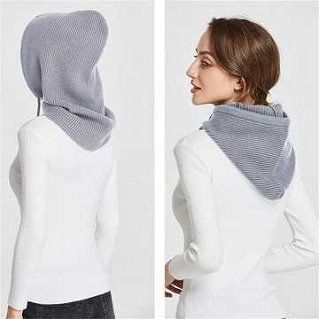 autolock Plüschmütze Mütze Damen Winter, Strickmützen Warme Kapuzen Schal für Frauen