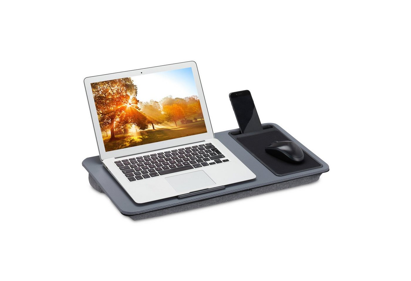 relaxdays Laptop Tablett Graues Laptopkissen mit Mauspad, Faserplatte, (1-tlg)