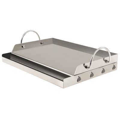 BBQ-Toro Grillplatte Edelstahl Grillplatte, 64 x 40,5 cm, BBQ Plancha, Mit Rinne für Bratreste und überschüssiges Öl