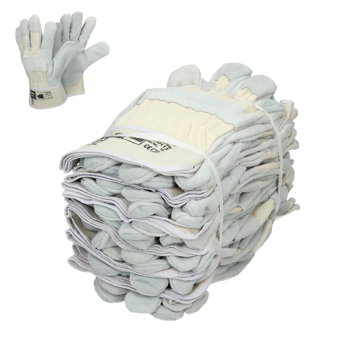 ECD Germany Arbeitshandschuh-Set Arbeitshandschuhe Größe Natur Schutzhandschuhe - Canvas-Stulpe Paar 12 Rindspaltleder-Handschuhe L Pro-Fit® Pro-Fit® 9 Leder