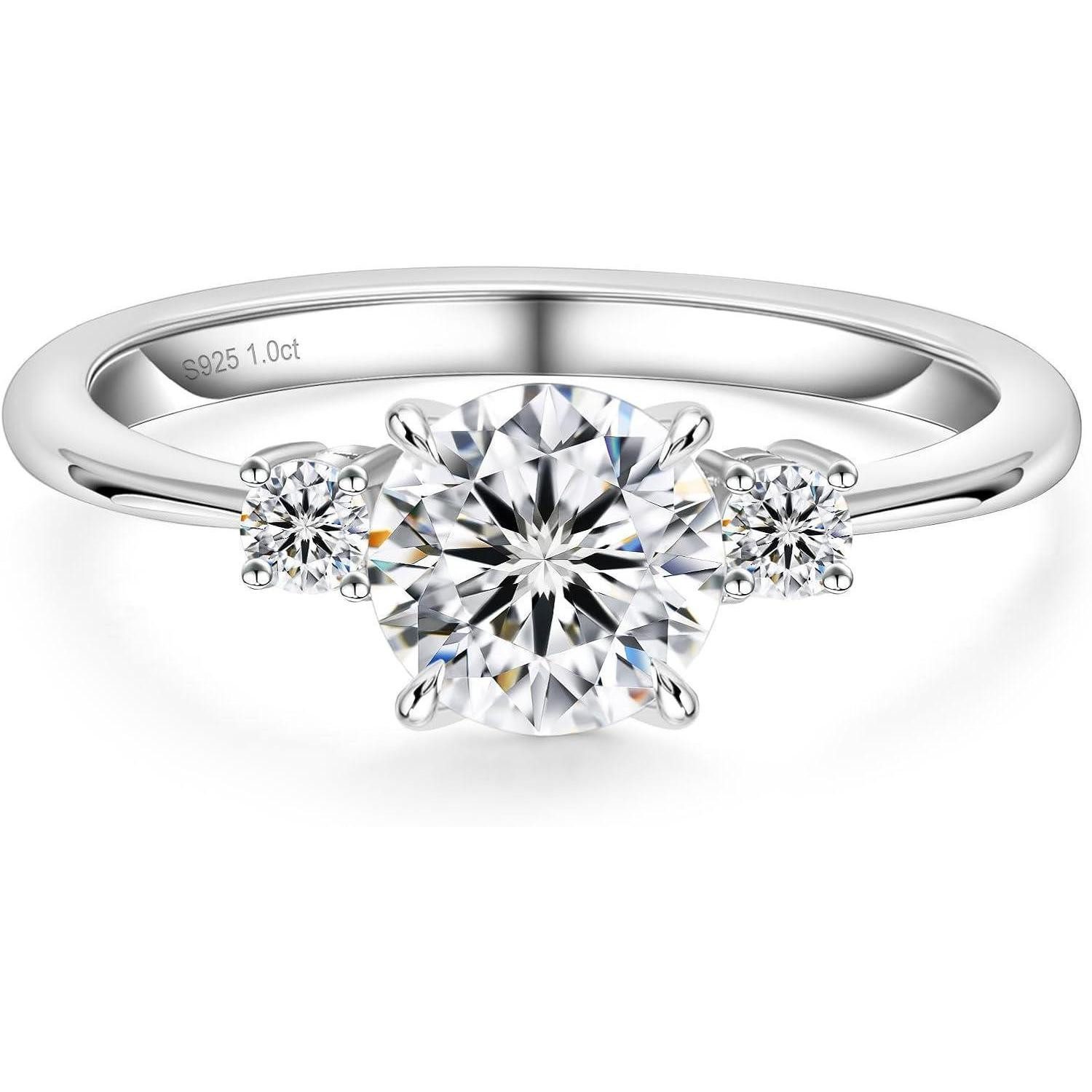 LuxusKollektion Verlobungsring Verlobungsring Moissanite Damen 1 Karat D Diamant 925 Silber Weißgold