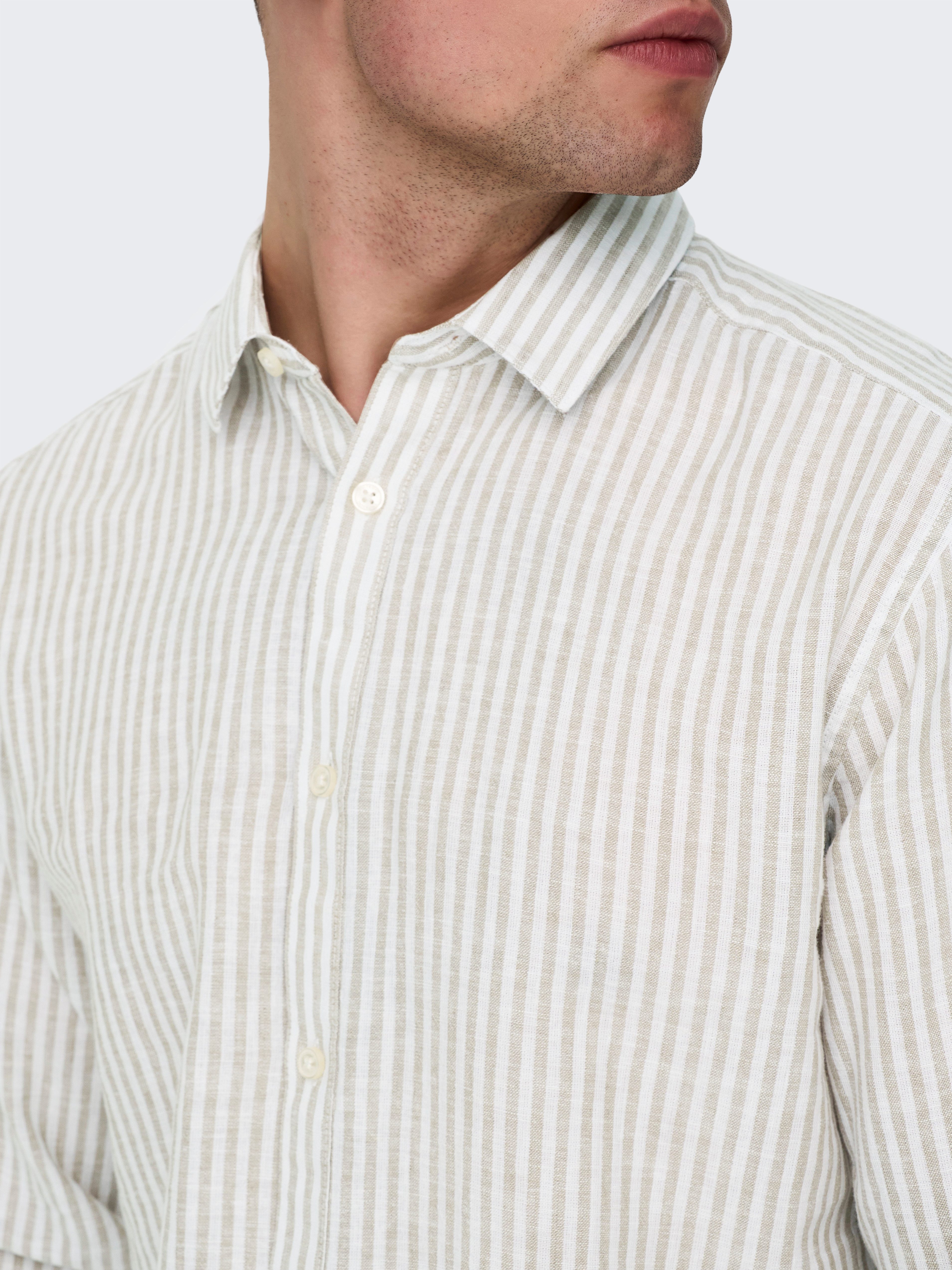 ONLY & SONS Kurzarmhemd ONSCAIDEN LS STRIPE LINEN SHIRT 660 NOOS – Bild 3 von 5