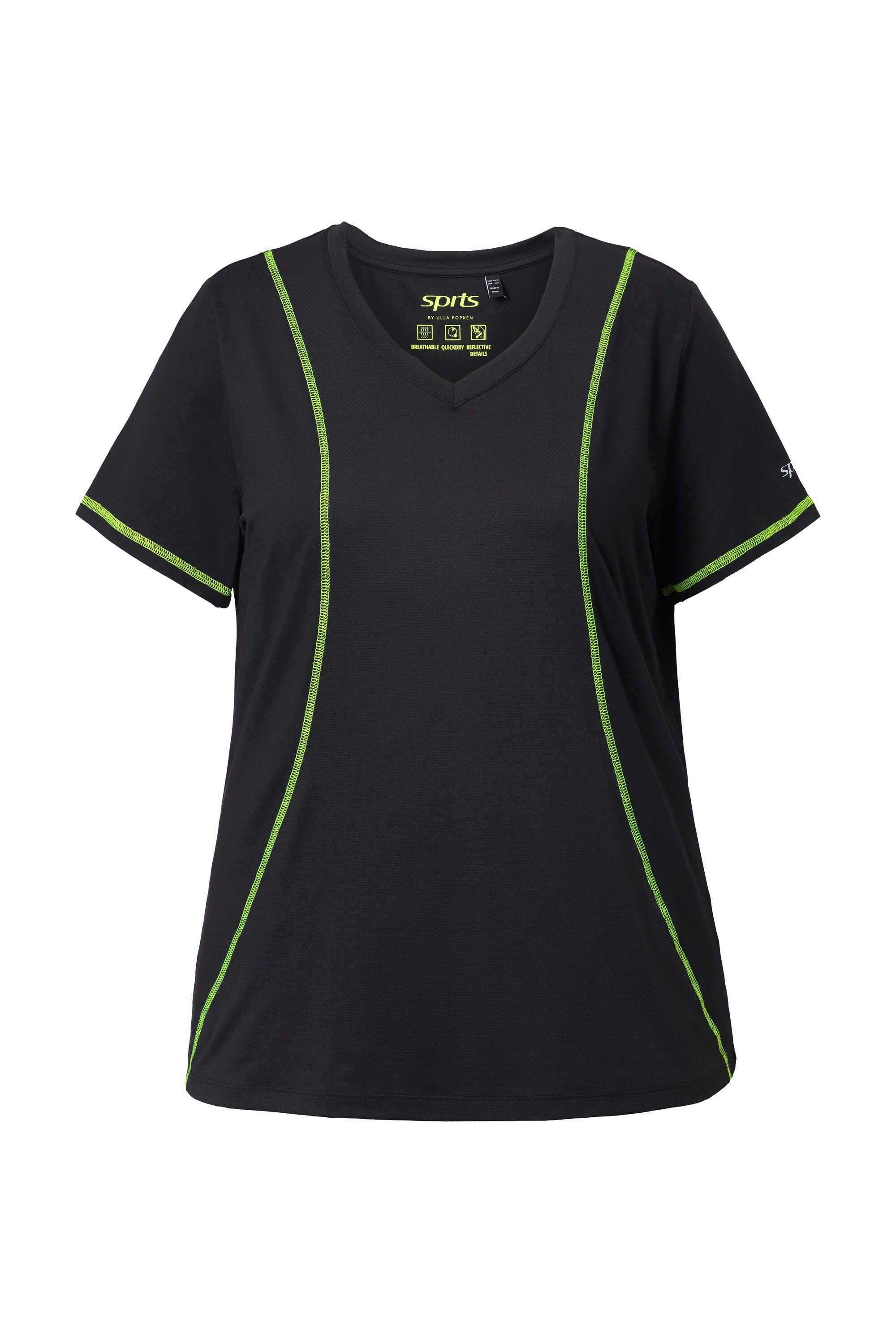 Ulla Popken T-Shirt Funktionsshirt Reflektor V-Ausschnitt Halbarm günstig online kaufen