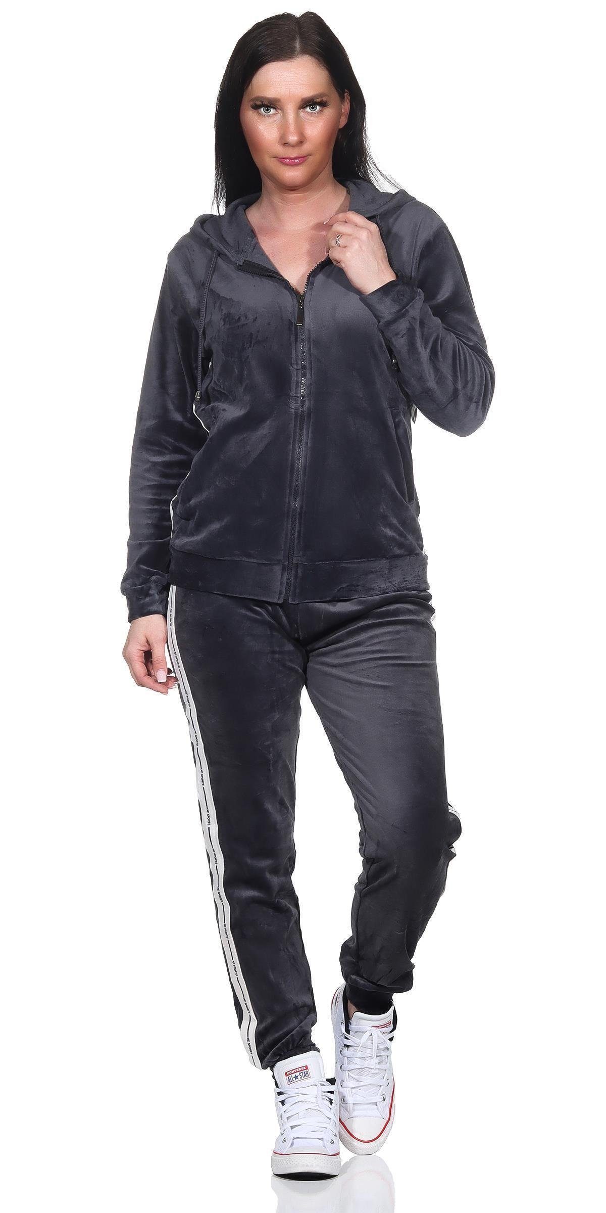EloModa Jogginganzug Damen Jogginganzug Nicki-Anzug mit Kapuze: S M L XL  2XL (2-tlg)