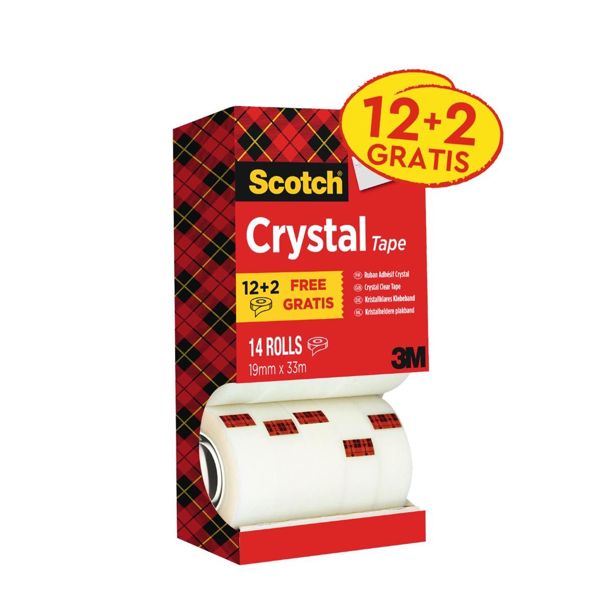 SCOTCH 12 + 2 GRATIS: Scotch Crystal Klebefilm kristall-klar 190 mm x 330 m 1 Tintenpatrone