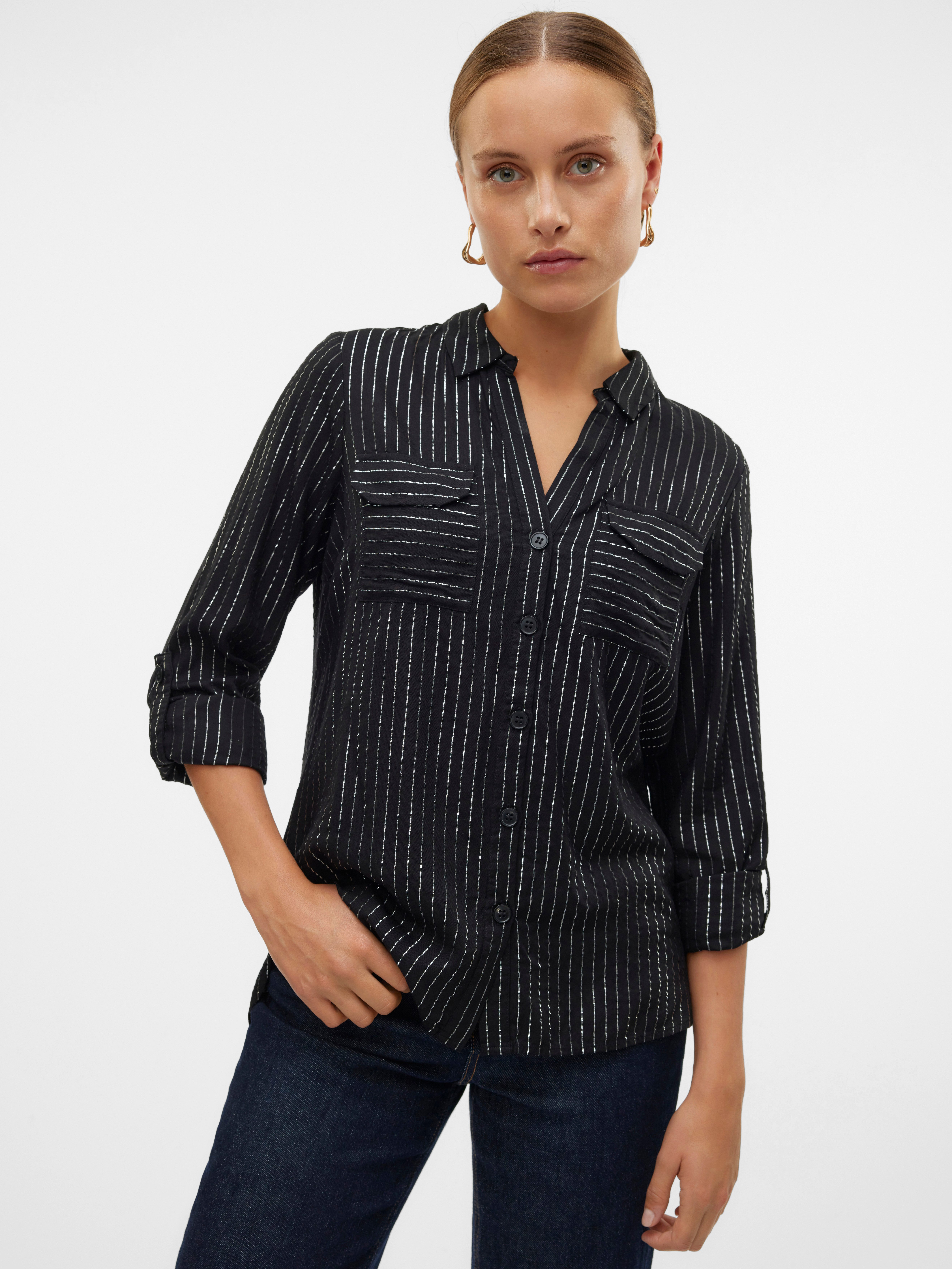 Hemdbluse VMBUMPY LS GLITTER SHIRT WVN GA NOOS