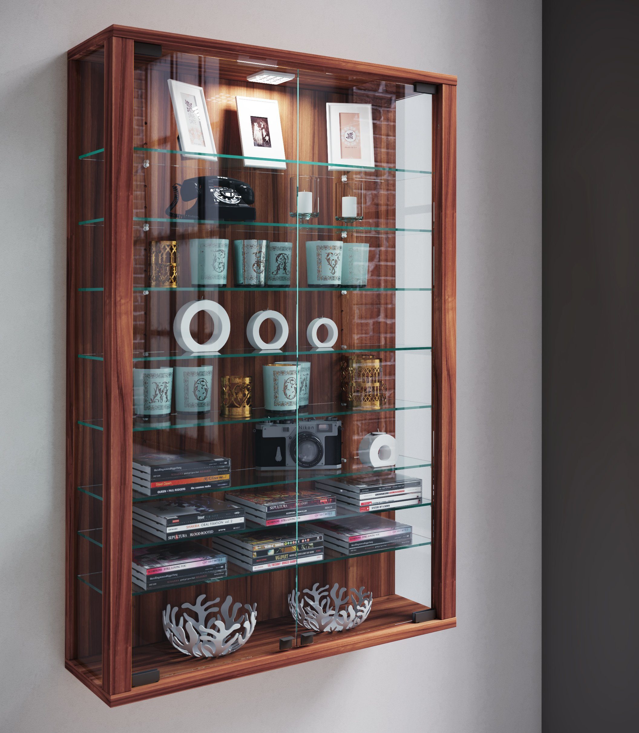 VCM Hängevitrine Vitrosa B. 59 x T. 18 x H. 91 cm Präsentation von Sammlerstücken und Dekoartikeln, Wohnzimmer oder Büro – Bild 3 von 5