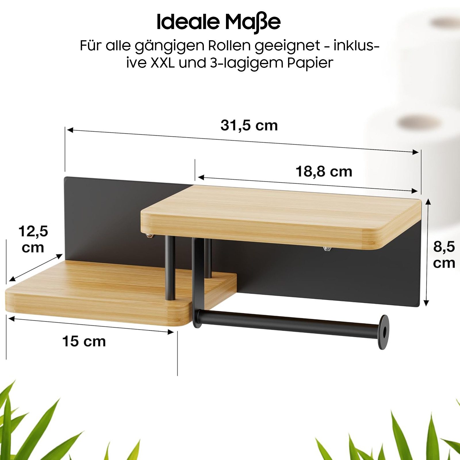 SURFOU Toilettenpapierhalter toilettenpapier aufbewahrung aus Bambus & Eise günstig online kaufen