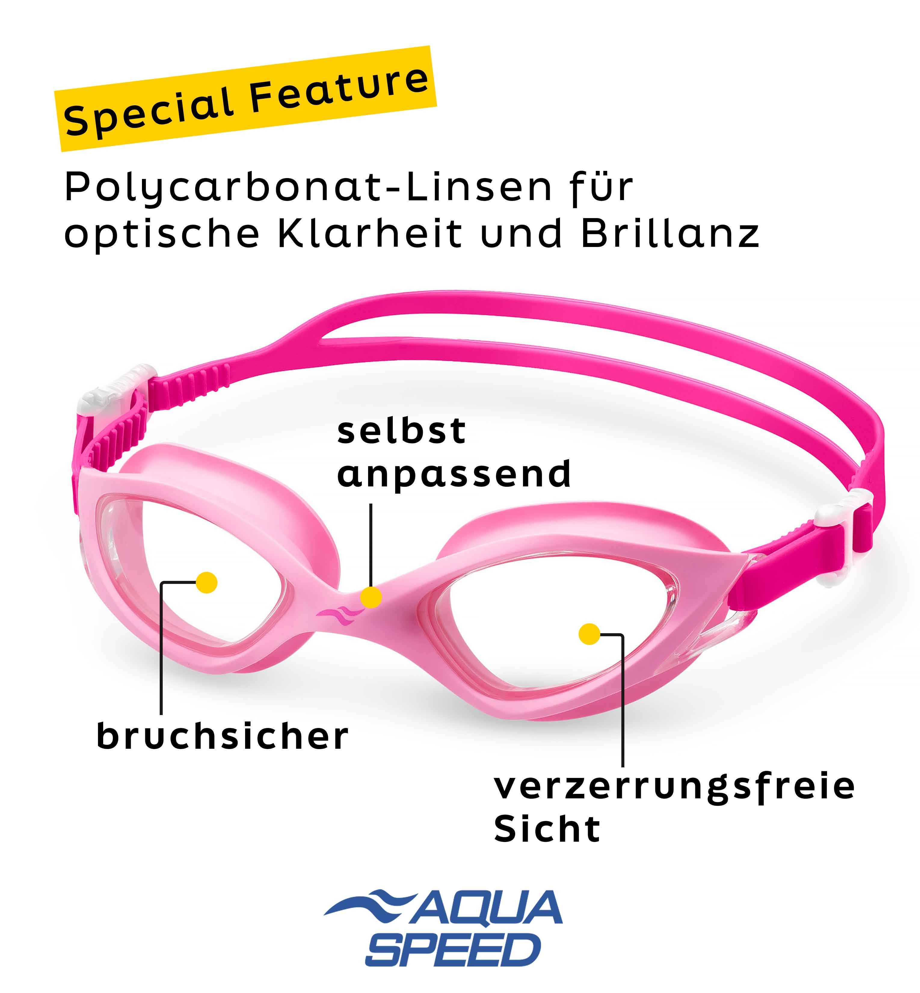Aqua Speed Schwimmbrille Serenity Schwimmmaske verspiegelt rosa – Anti-Fog & UV-Filter, (Bequem bei sensibler Haut – ideal für tägliche Nutzung), Elastischer Gurt & Soft-Dichtung – ideal für Vielschwimmer
