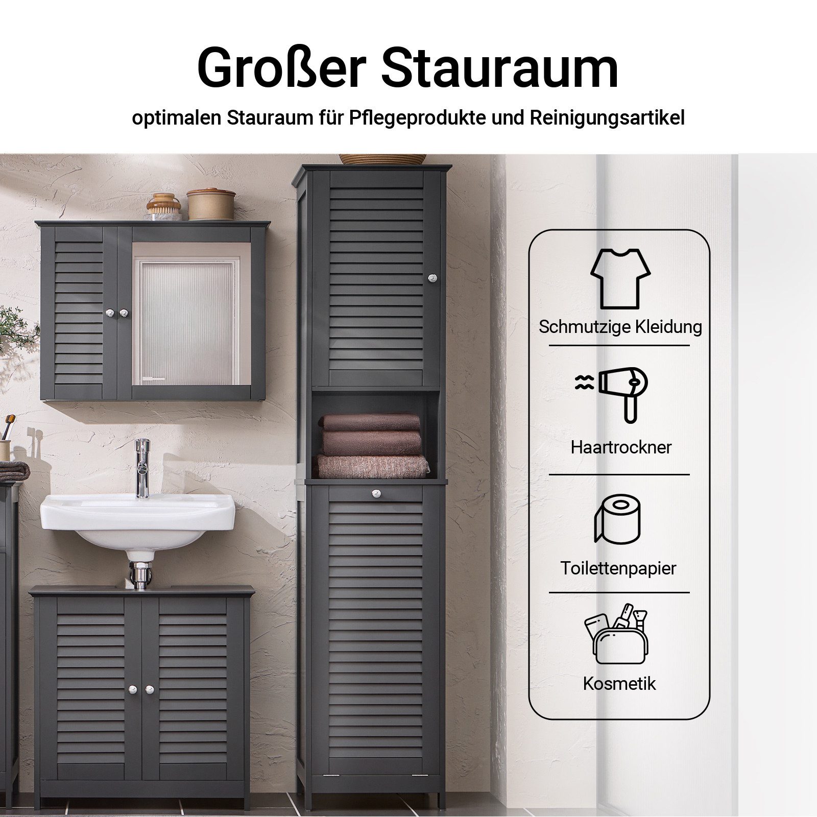 SoBuy Hochschrank BZR124, Badschrank schmal, Badschrank mit Regal, Badezimm günstig online kaufen