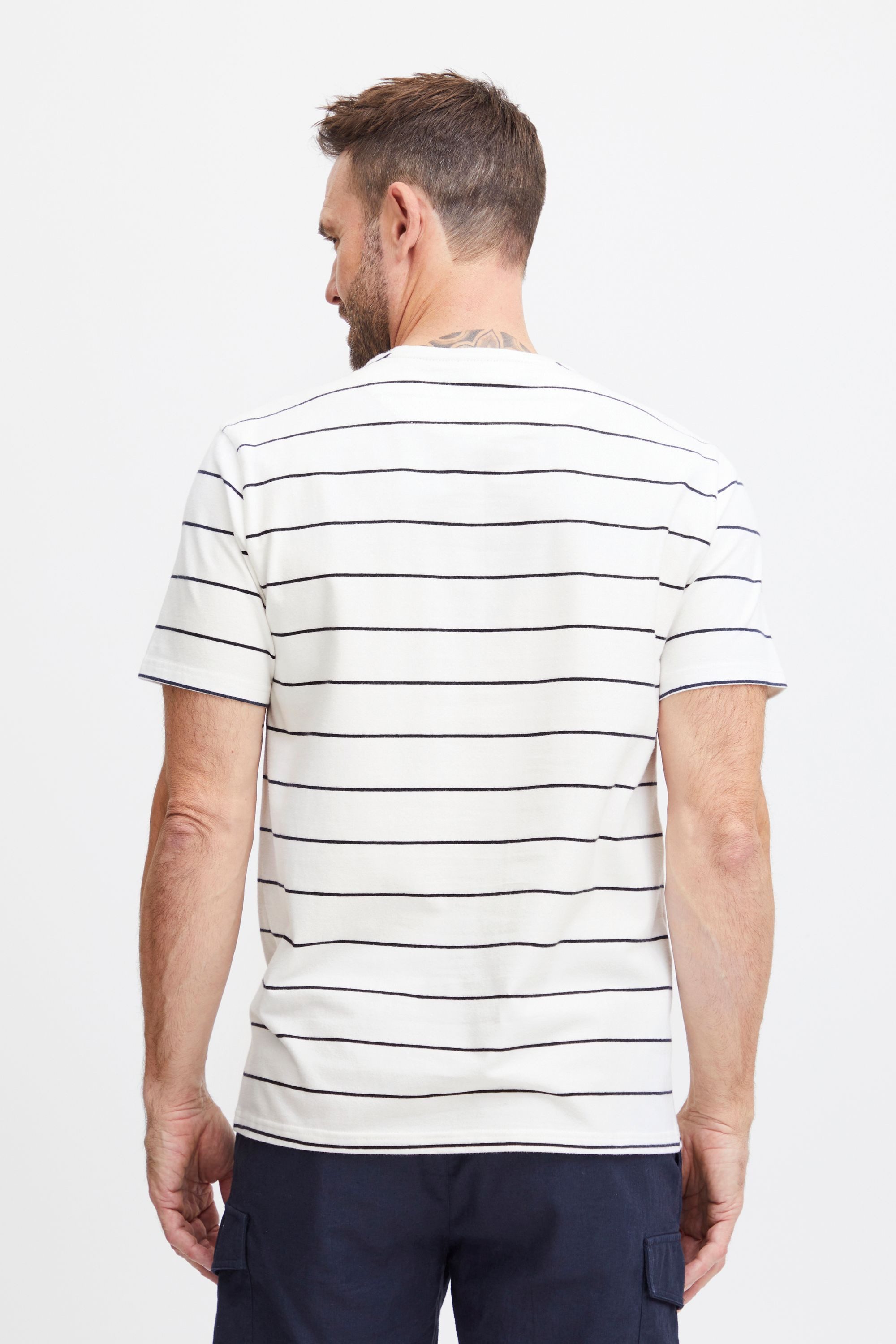 FQ1924 T-Shirt FQTom SS stripe tee w logo print Modernes T-Shirt mit Print