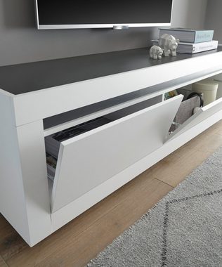 Furn.Design Wohnwand Rooky, (in weiß matt mit Anthrazit, 3-teilig, 286 x 180 cm), mit großem TV-Lowboard