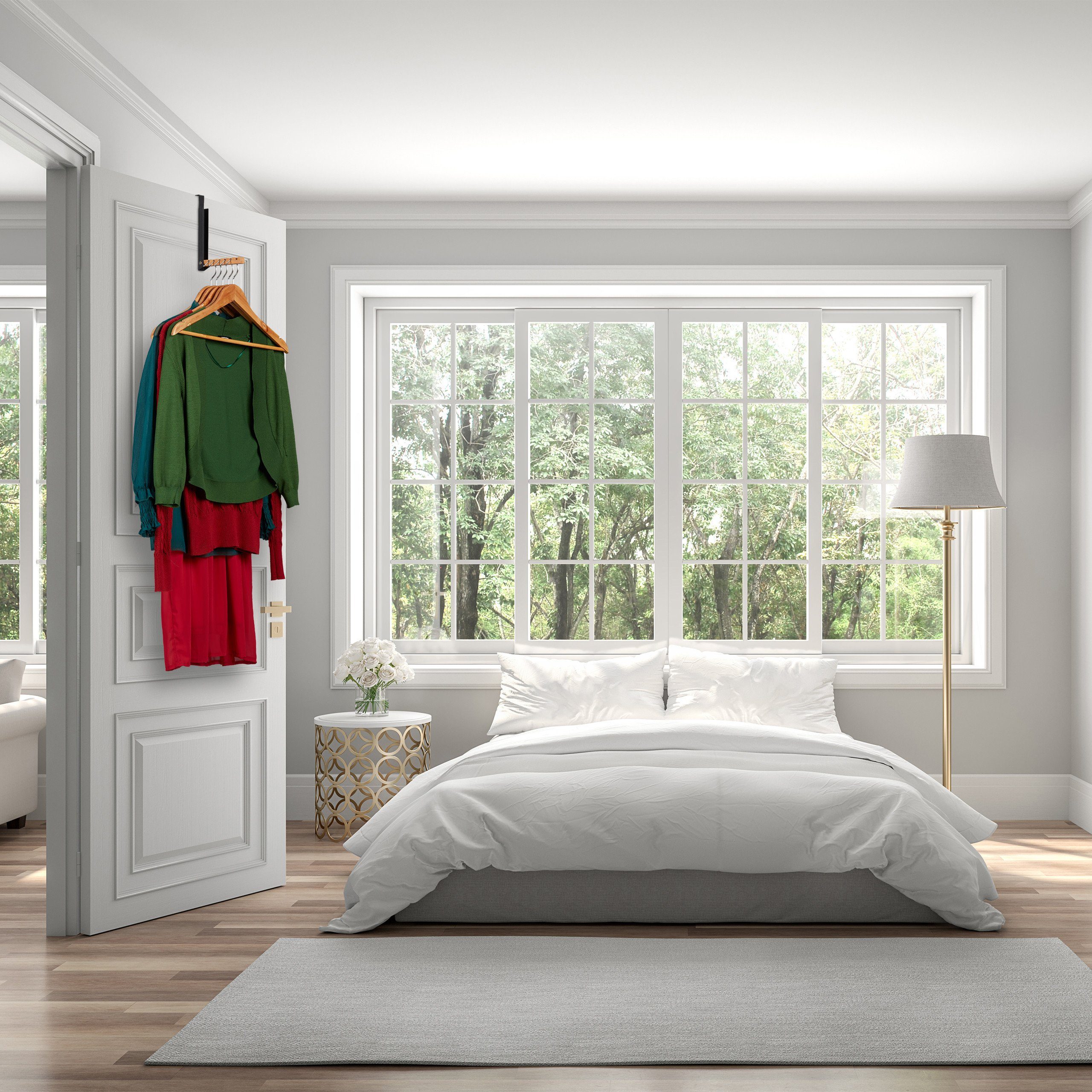 relaxdays Türhaken Klappbare Türgarderobe schwarz, Taschen, Schals und Tücher, Türfalz bis 2 cm, Bis zu 6 Kleiderbügel, Schrank- und Zimmertüren, (1-St) – Bild 2 von 5