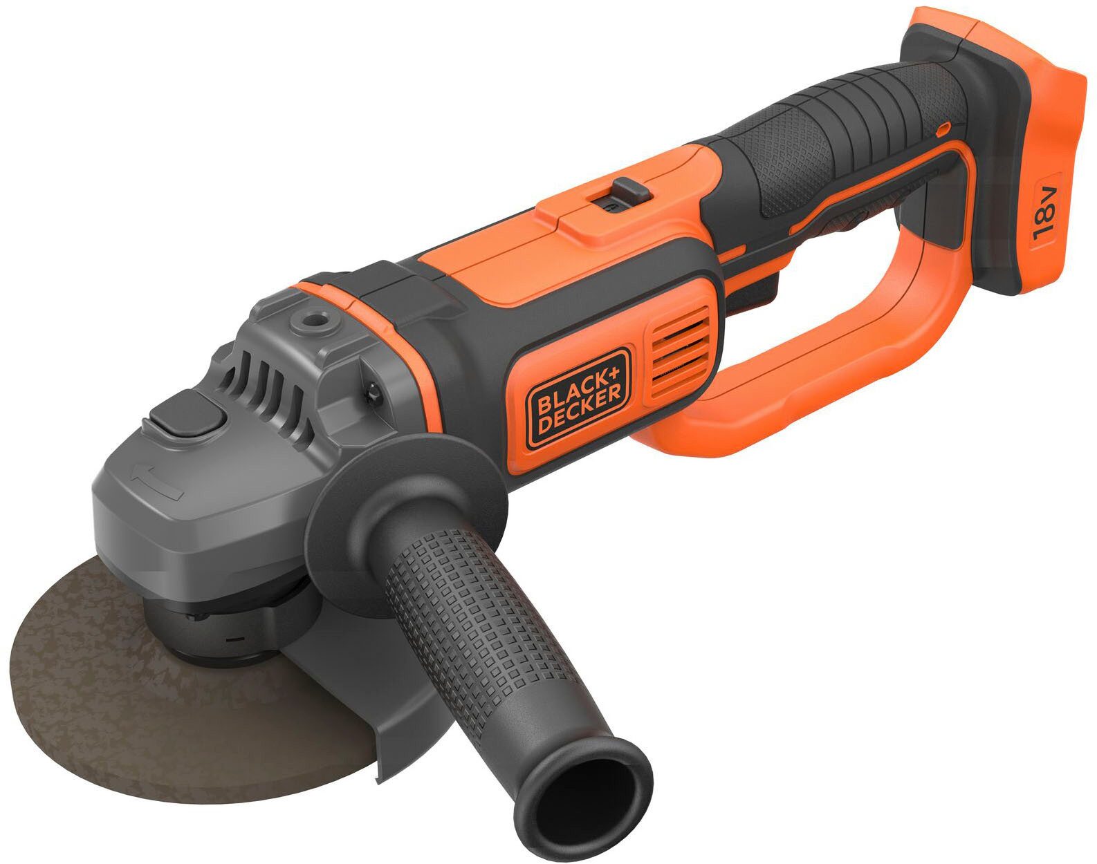 Black + Decker Akku-Winkelschleifer 18V, 125 mm, ohne Akku und Ladegerät, im Karton