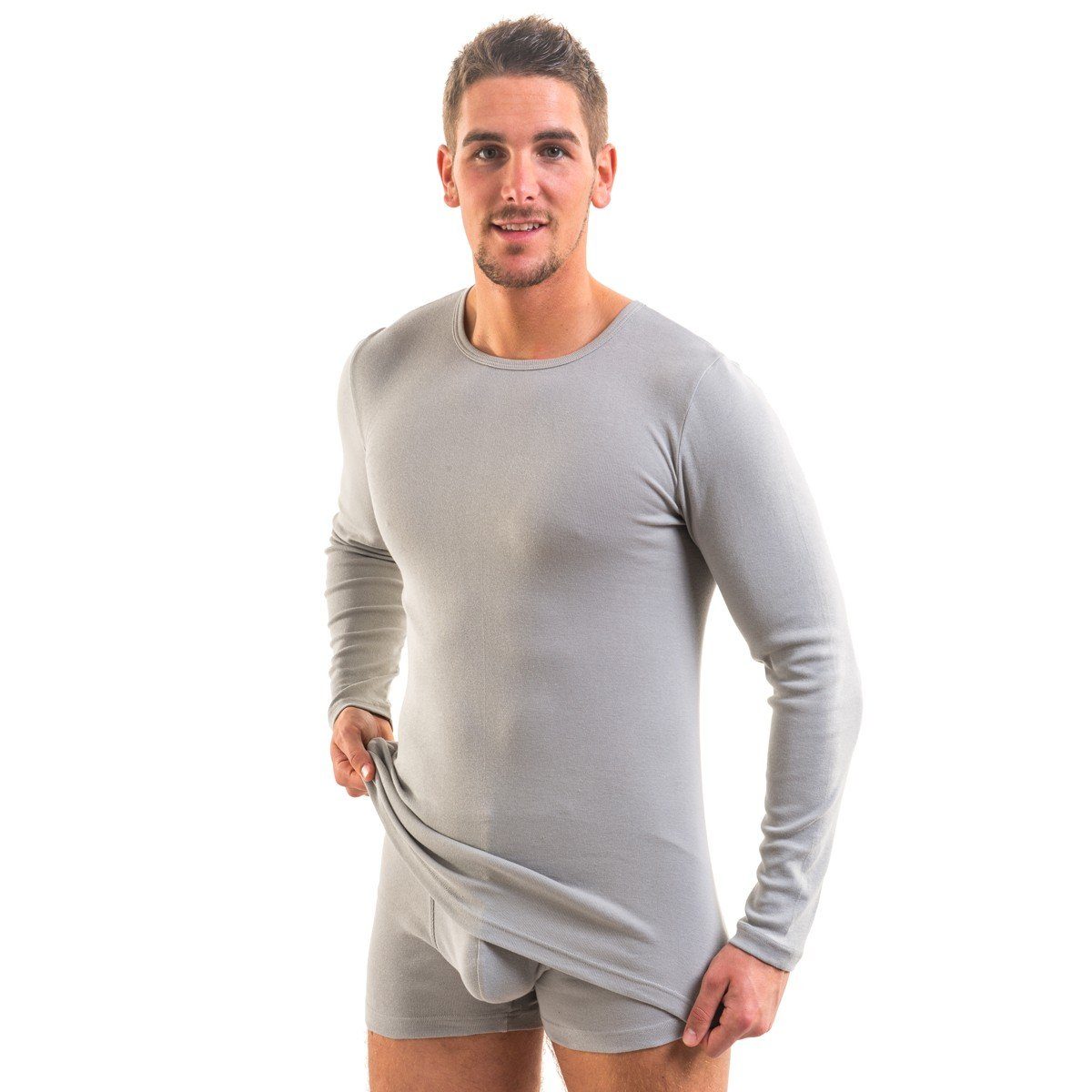 HERMKO Unterziehshirt 3640 Herren langarm Unterhemd aus 100% Bio-Baumwolle, longsleeve Shirt – Bild 3 von 5