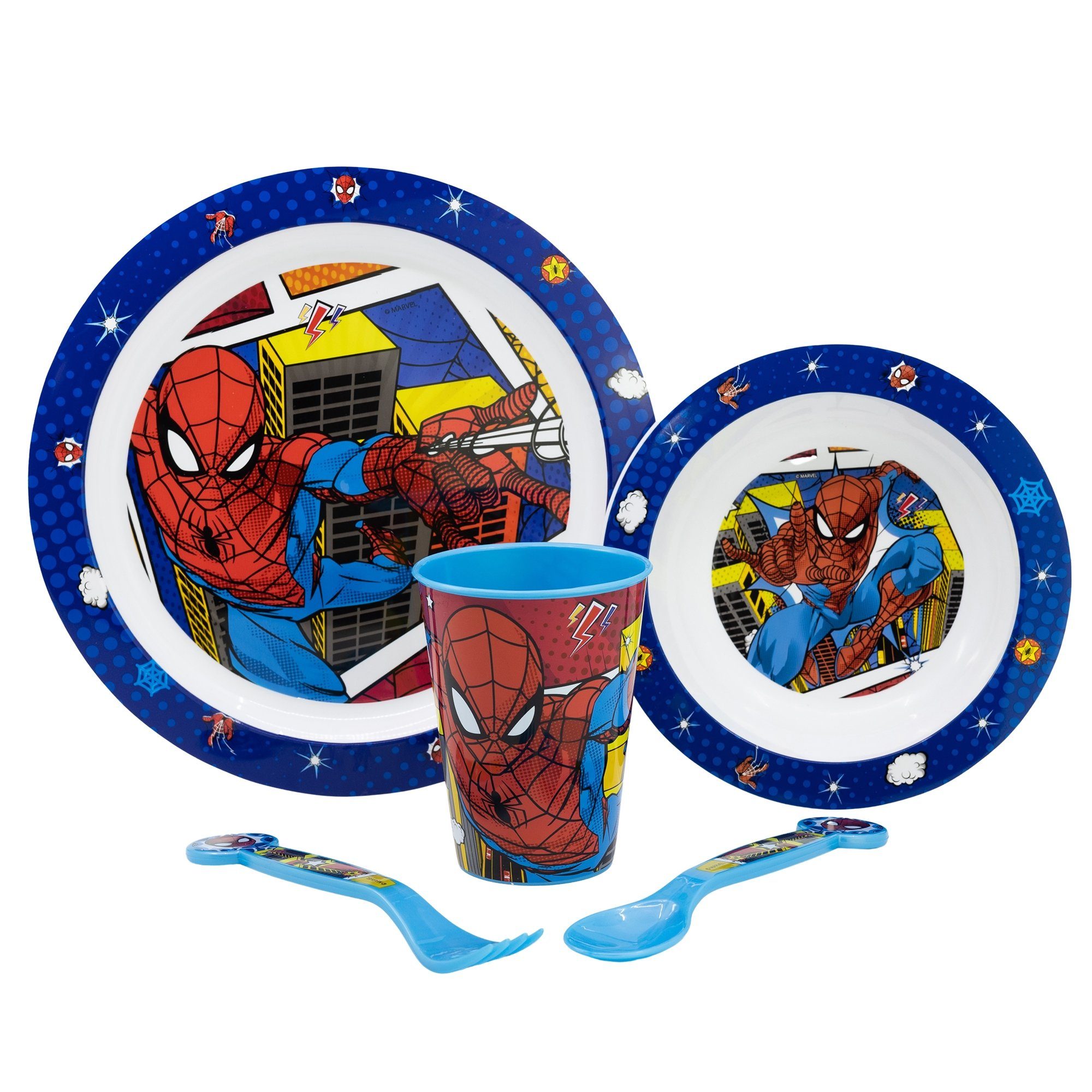 MARVEL Kindergeschirr-Set Marvel Spiderman Kinder Geschirr-Set 5 teilig (5-tlg), 1 Personen, Kunststoff