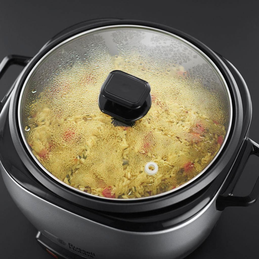 RUSSELL HOBBS Reiskocher 23570-56 MaxiCook, 1000 W, groß: 2,5 l, antihaftbeschitet, inkl. Dampfkorb, Reislöffel&Messbecher – Bild 3 von 5