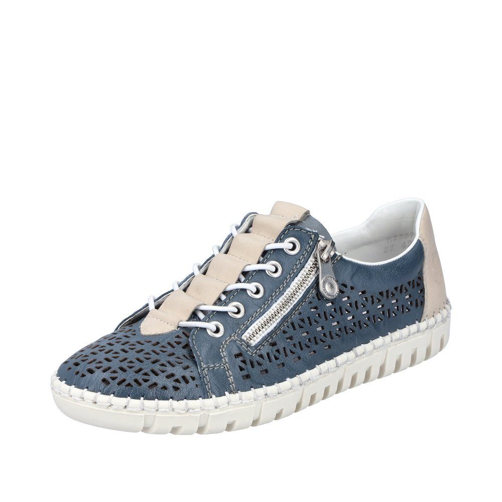 Rieker Damen Sneaker Morelia M2357-12 azur/perle/adria blau Sneaker