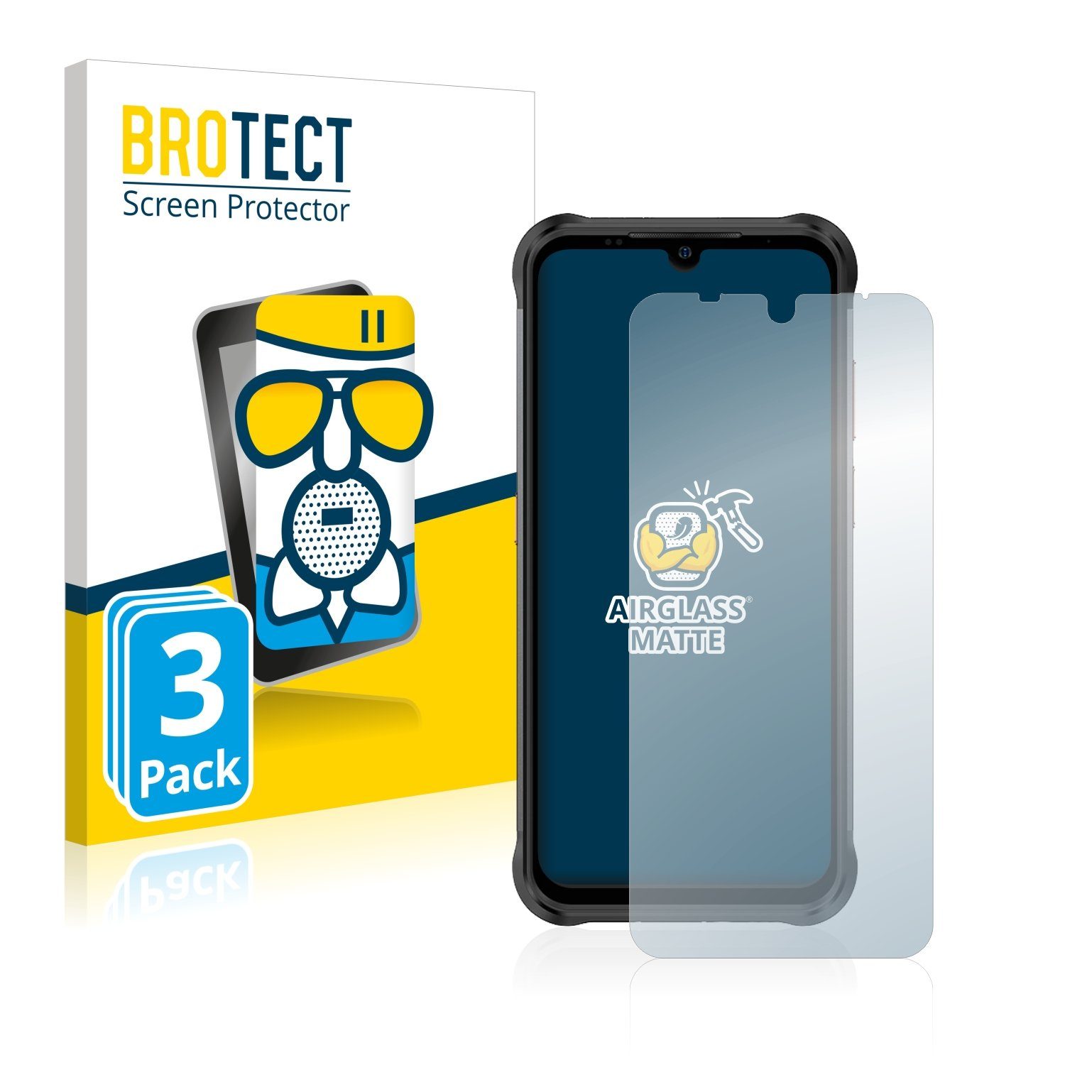 BROTECT Displayschutzglas Folie für Ulefone Power Armor 14 Pro, 3 Stück, Schutzfolie Glas Panzer Display Schutz matt