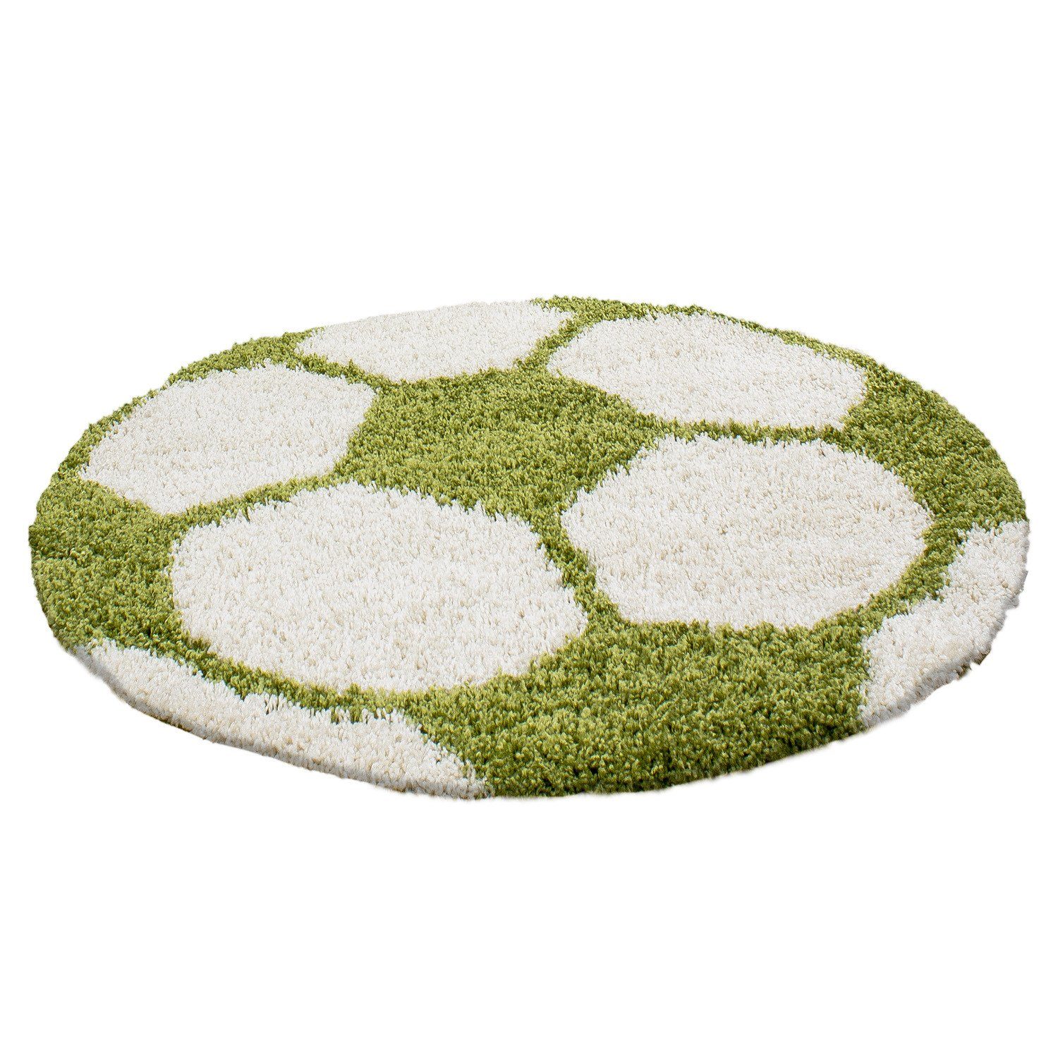 Stilvoll Günstig Kinderteppich für Spiel-Kinderzimmer Fußball-Design für Jungs und Mädchen, Rund, Höhe: 30 mm