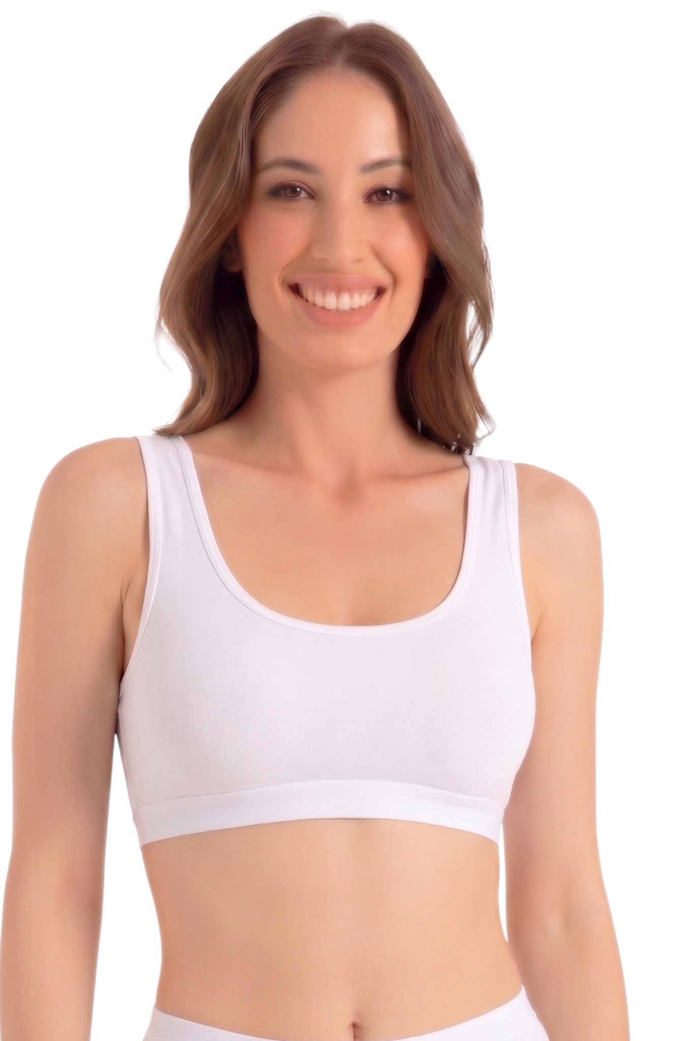 fashionshowcase Bustier Damen 2er Pack Bambus BH mit Pads breite Träger weich (2-tlg) weiches Bambusmaterial mit breiten Komfortträgern
