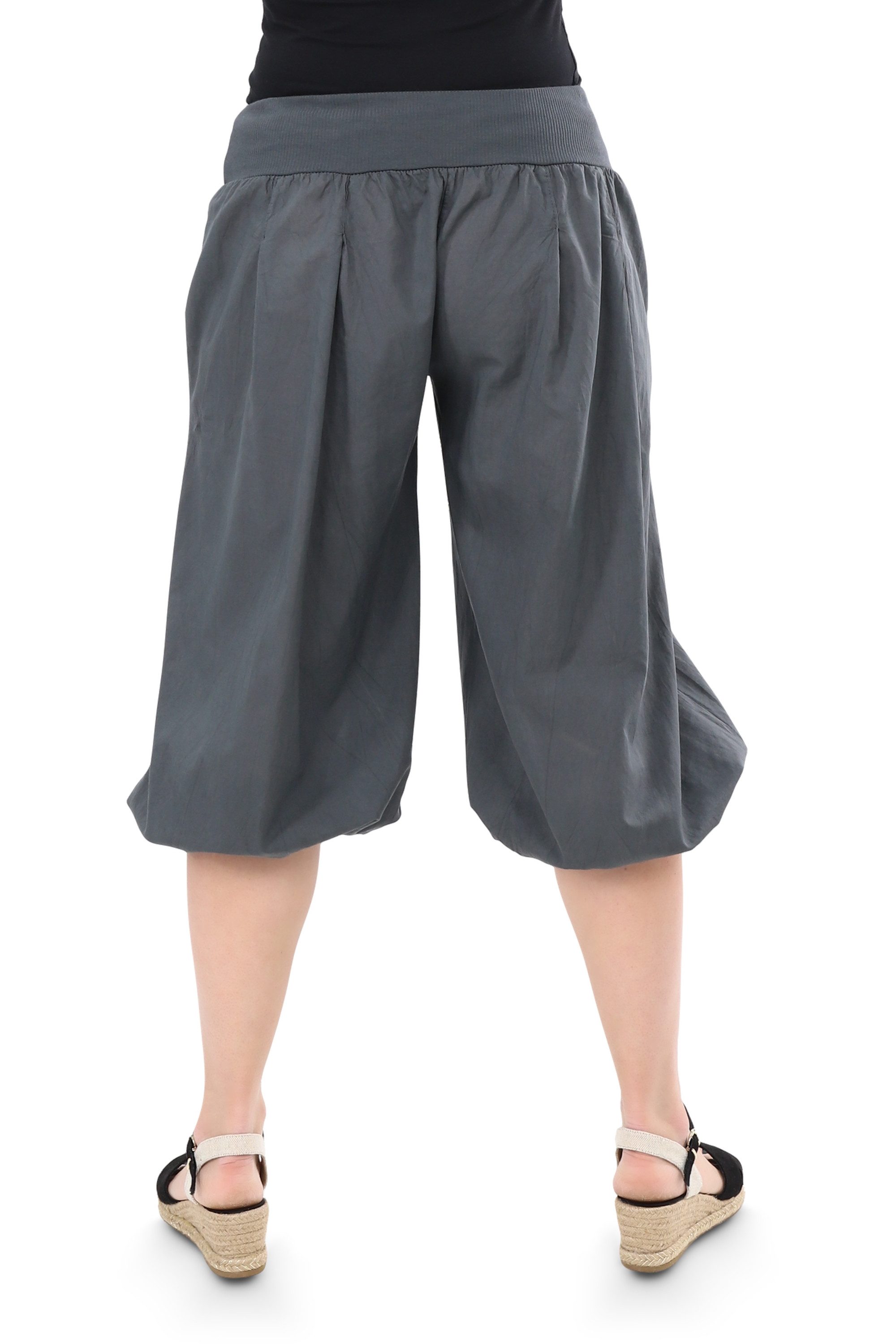 malito more than fashion Caprihose malito Damen Pumphose Capri 23286P kurze low waist Aladinhose Caprihose in Unifarben Einheitsgröße