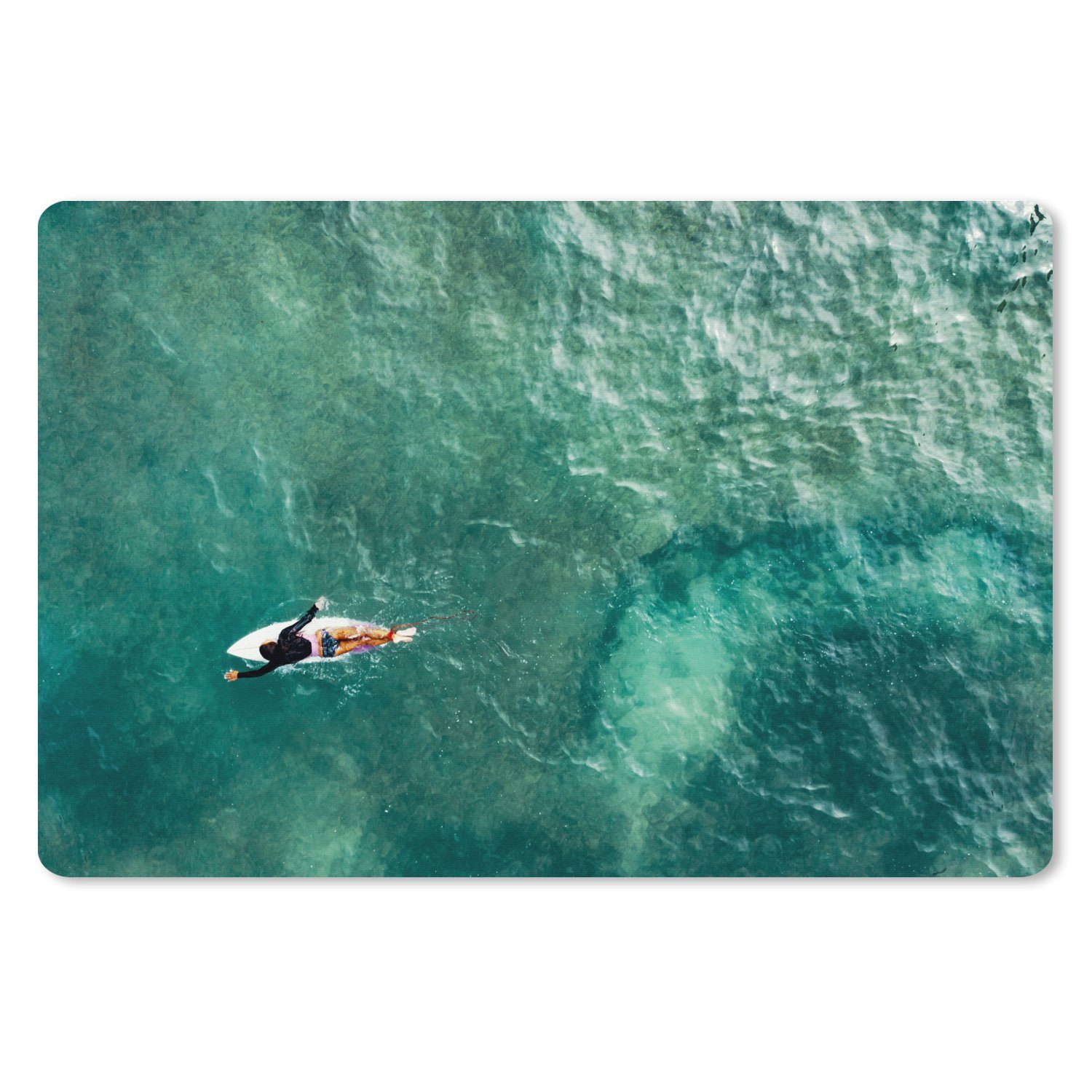 MuchoWow Gaming Mauspad Surfer beim Paddeln (1-St), Mousepad mit Rutschfester Unterseite, Gaming, 120x80 cm, XXL, Großes