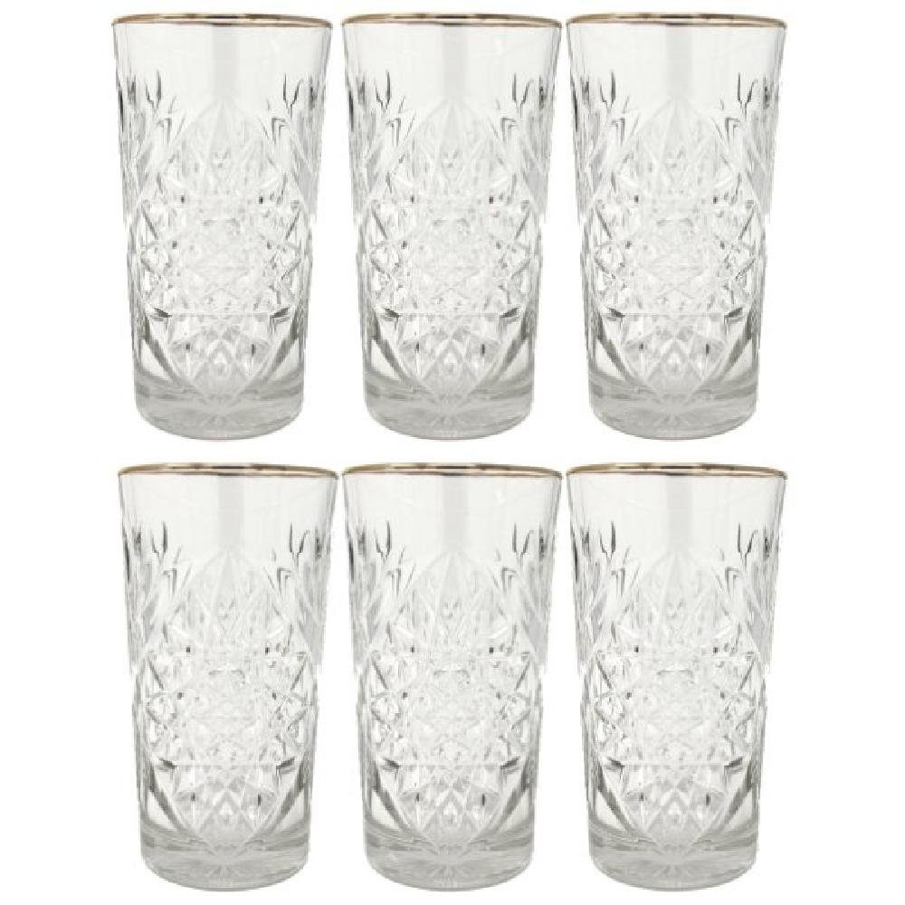 Cocktailglas Longdrinkgläser Hobstar Goldrand (6-teilig)