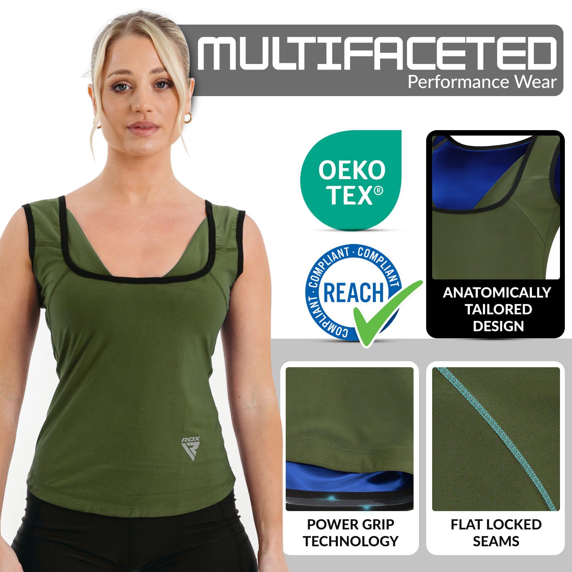 RDX Kompressionsshirt RDX Damen-Saunaweste, wärmespeichernder Schweiß-Taillentrainer