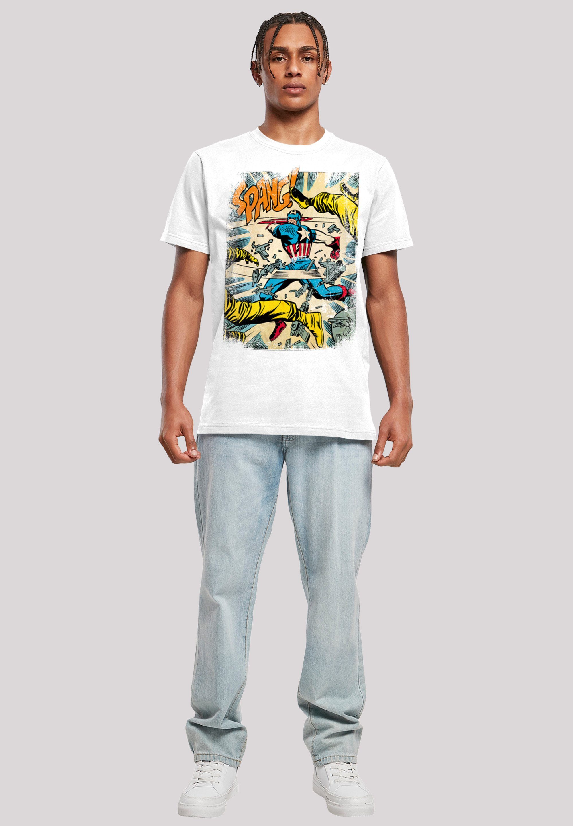 Captain Round T-Shirt white Neck F4NT4STIC (1-tlg) with Spang Herren Kurzarmshirt America Marvel