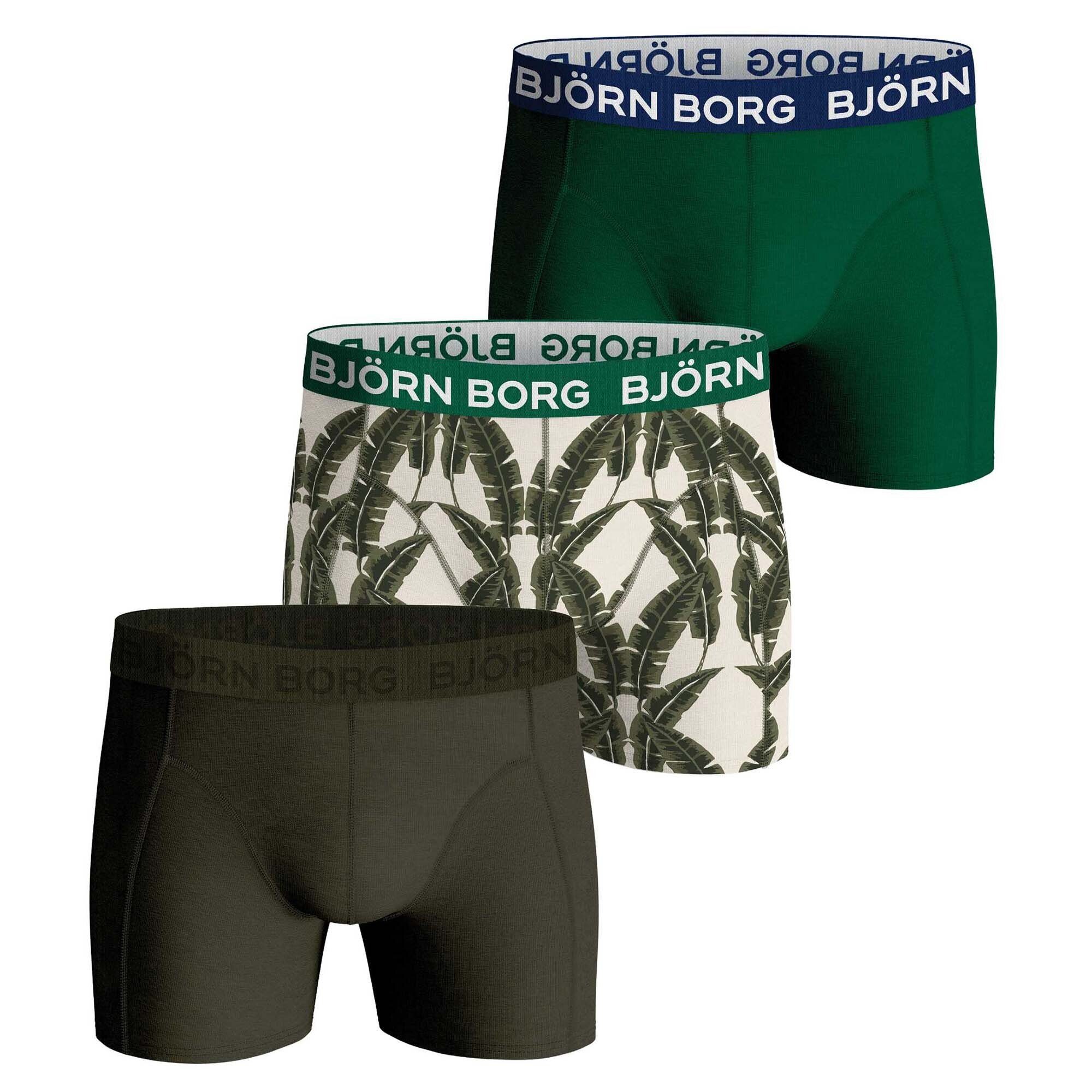 Björn Borg Boxer Herren Boxershorts 3er Pack - Cotton Stretch Grün/Beige/Khaki