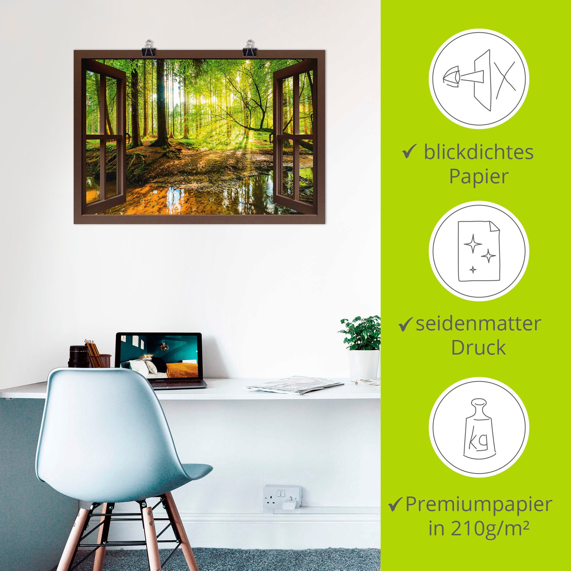 Artland Wandbild Fensterblick - Wald mit günstig online kaufen