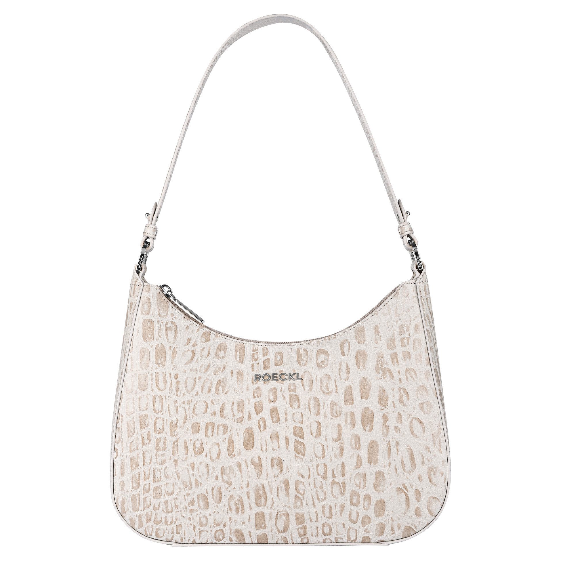 Schultertasche CLEO SMALL CROCO SILVER
