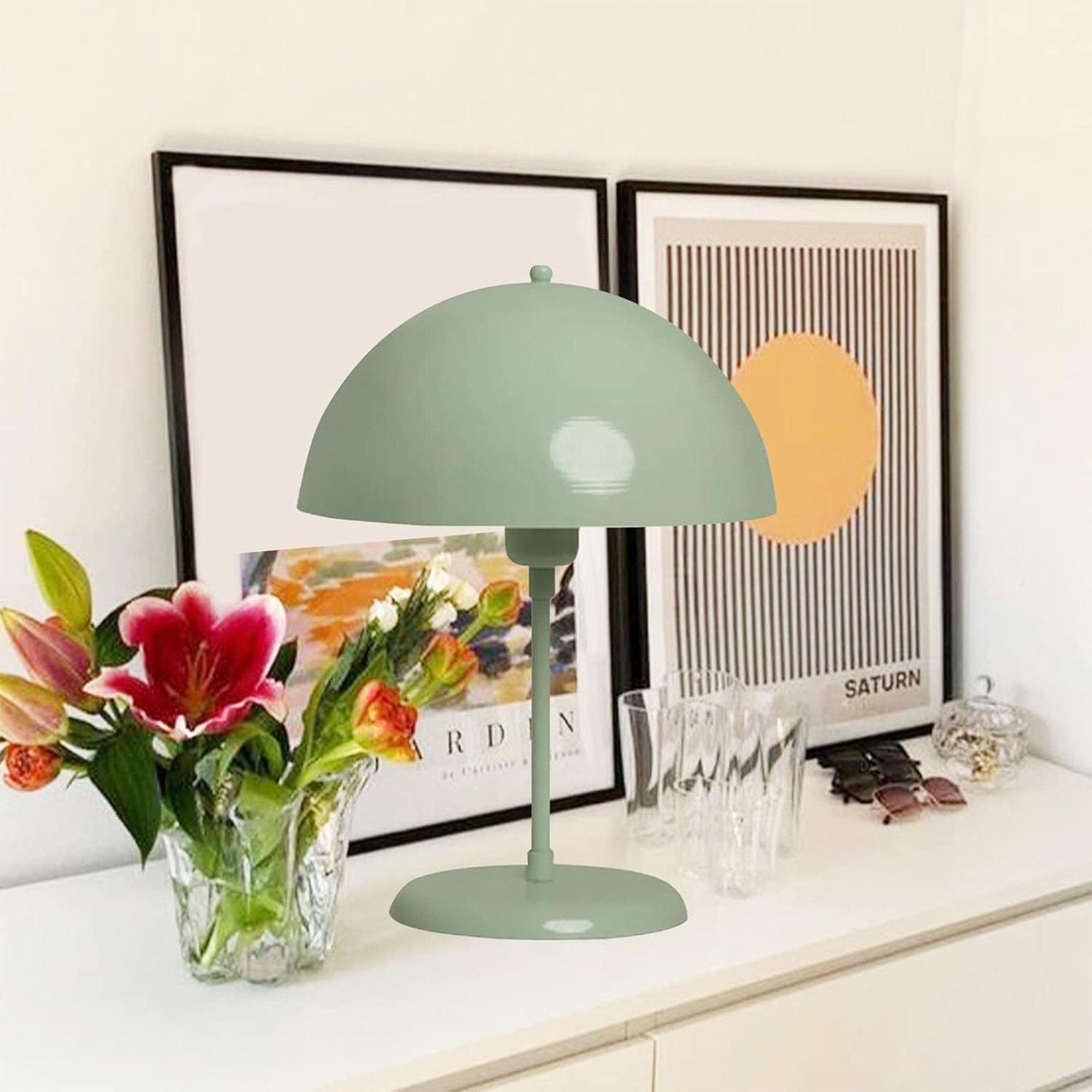 Bamyum Tischleuchte Pilz Lampe Mit Kabel Lipeo 25 cm Metall Retro Kleine La günstig online kaufen