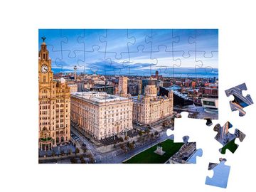 puzzleYOU Puzzle Luftaufnahme der Stadt Liverpool, England, 48 Puzzleteile, puzzleYOU-Kollektionen Liverpool