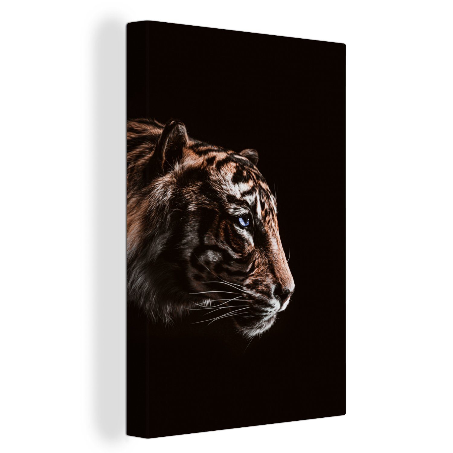 OneMillionCanvasses® Leinwandbild Tiger - Porträt - Raubtier, (1 St), Leinwandbild fertig bespannt inkl. Zackenaufhänger, Gemälde, 20x30 cm