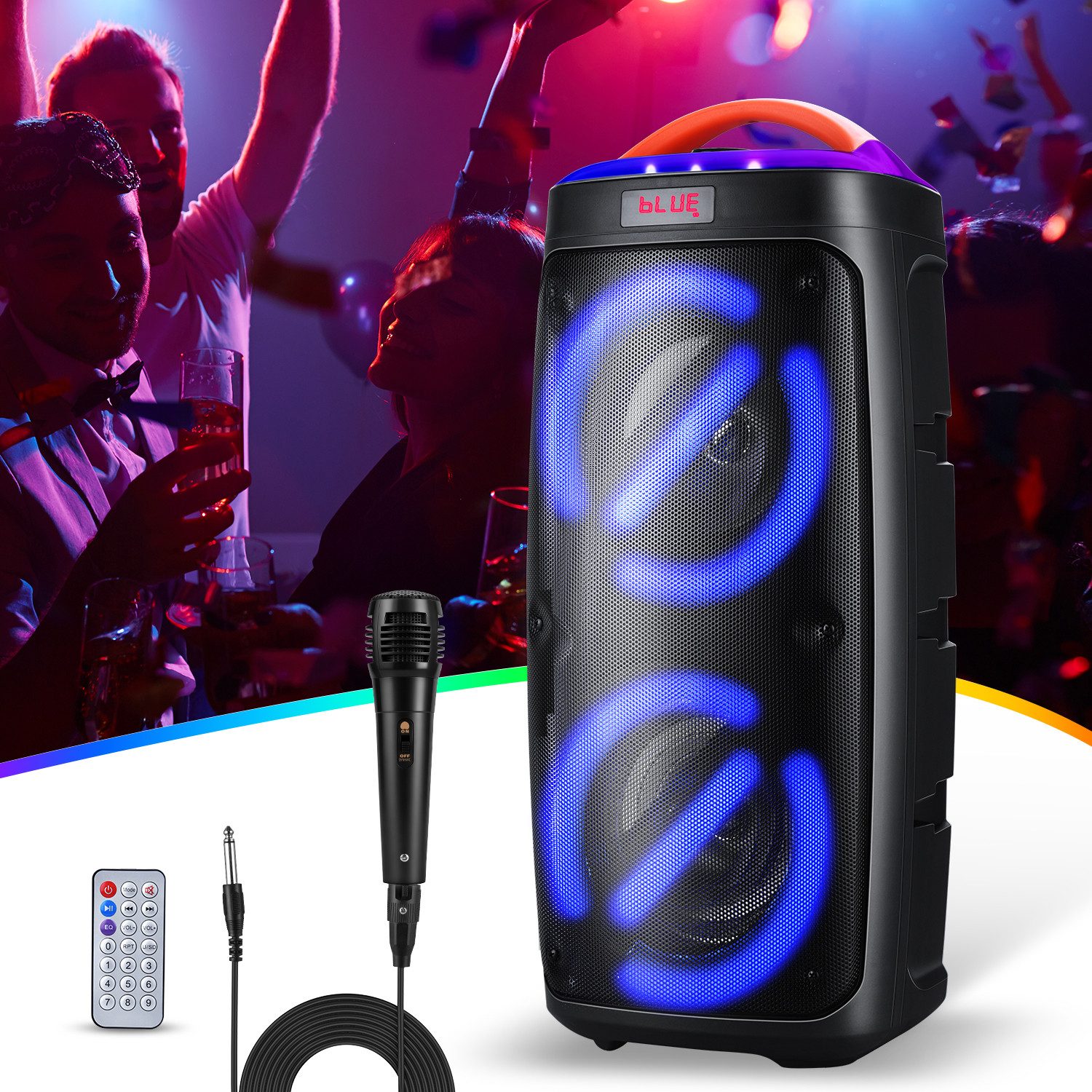 HS Onsing Kabelloser Bluetooth Partylautsprecher mit Kraftvollem Sound Party box Party-Lautsprecher (Bluetooth, 30 W, mit Mikrofon, TWS, 4 …