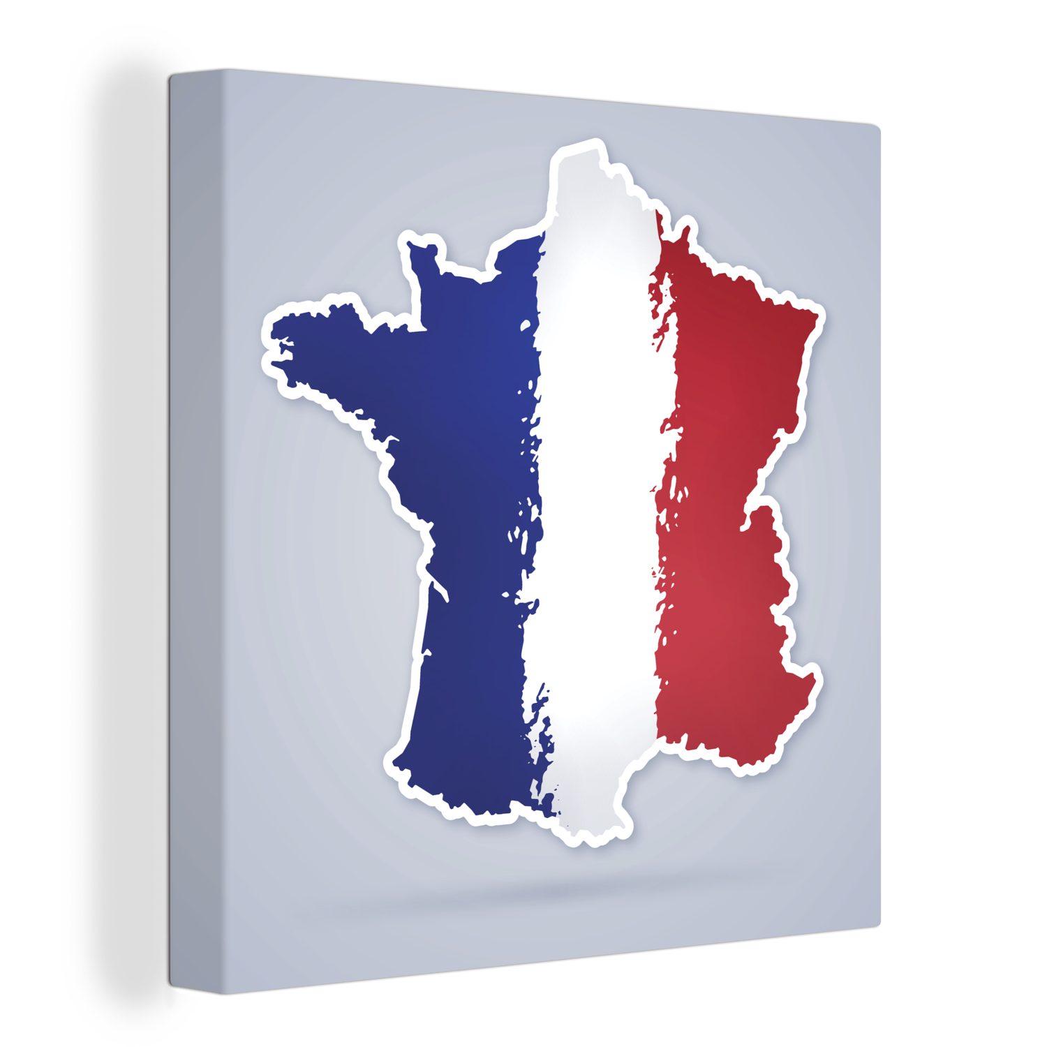 OneMillionCanvasses® Leinwandbild Eine Illustration von Frankreich in den Farben der Flagge, (1 St), Leinwand Bilder für Wohnzimmer Schlafzimmer